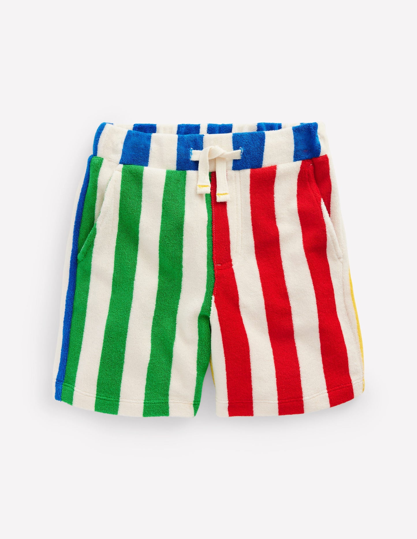 Frottee-Shorts-Fiesta-Orange und Directoire-Blau Streifen