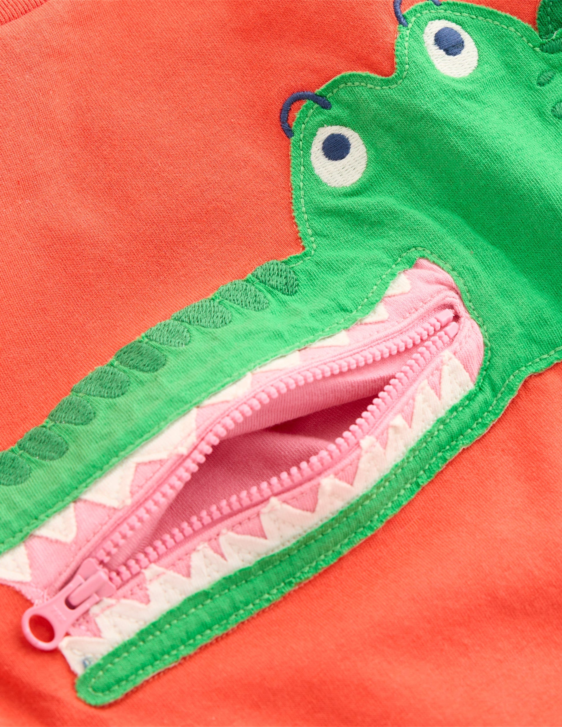 T-Shirt mit Reißverschlussapplikation-Ofenorange Krokodil-4