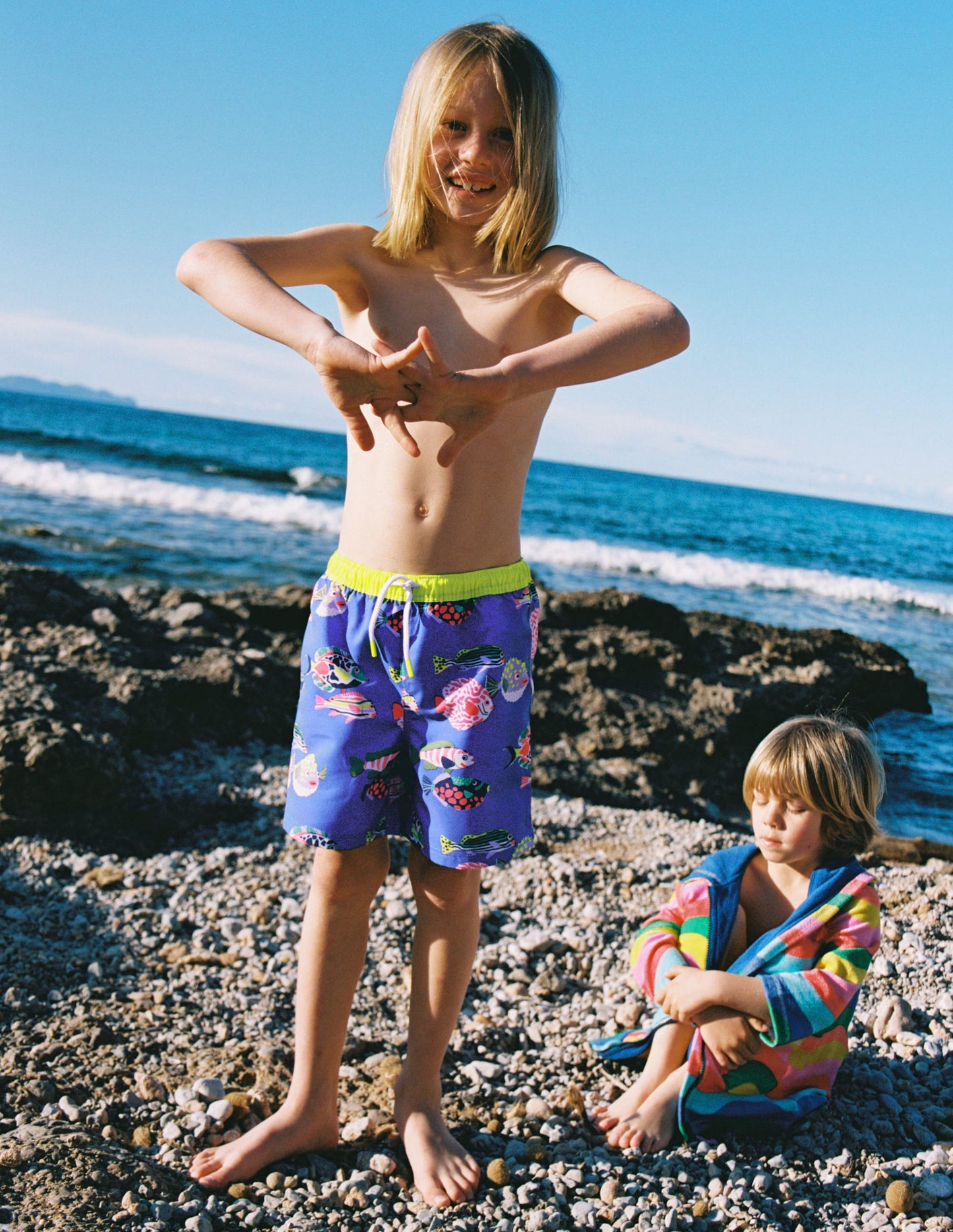 Badeshorts-Blaureiher Fisch