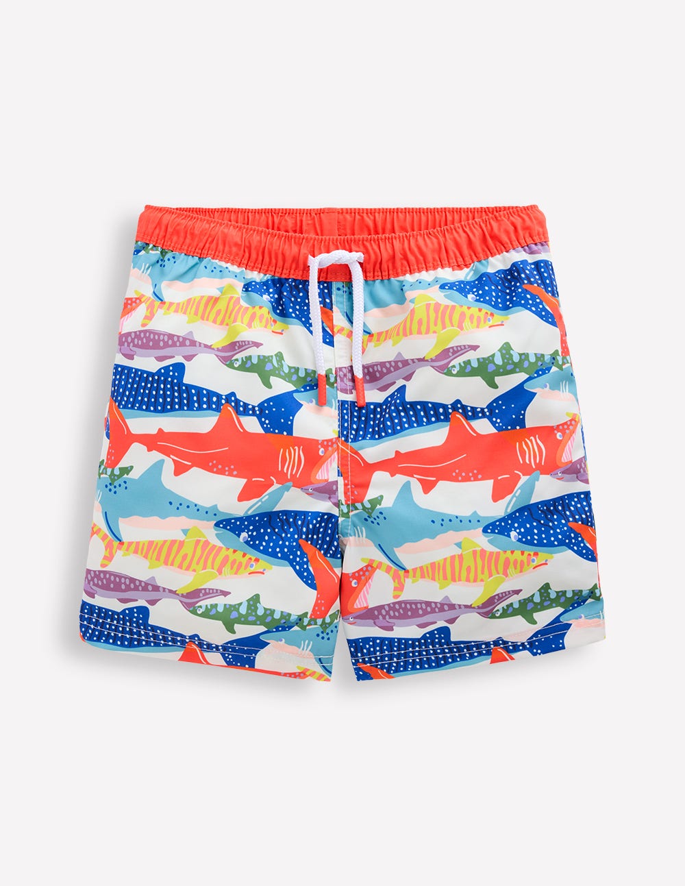 Badeshorts-Naturweiß Risodruck Hai
