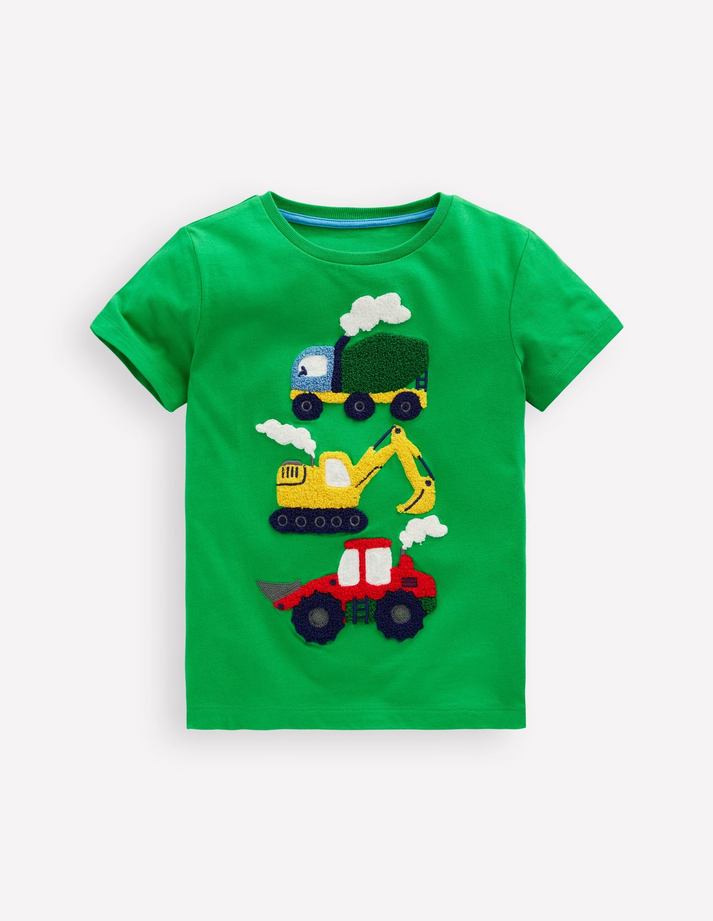 Bouclé-T-Shirt-Grün Baufahrzeuge