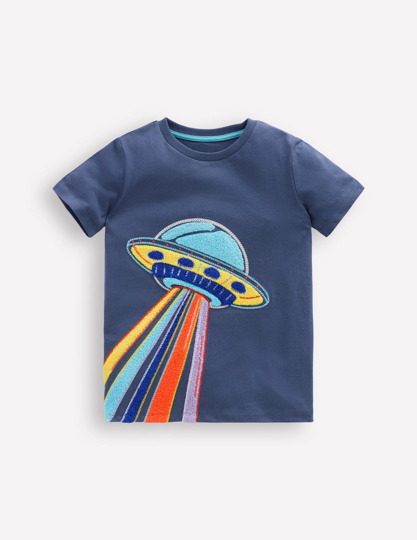 Im Dunkeln leuchtendes T-Shirt mit Superstitch-Roboterblau UFO