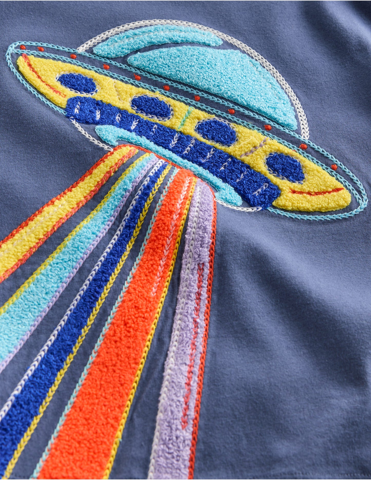 Im Dunkeln leuchtendes T-Shirt mit Superstitch-Roboterblau UFO