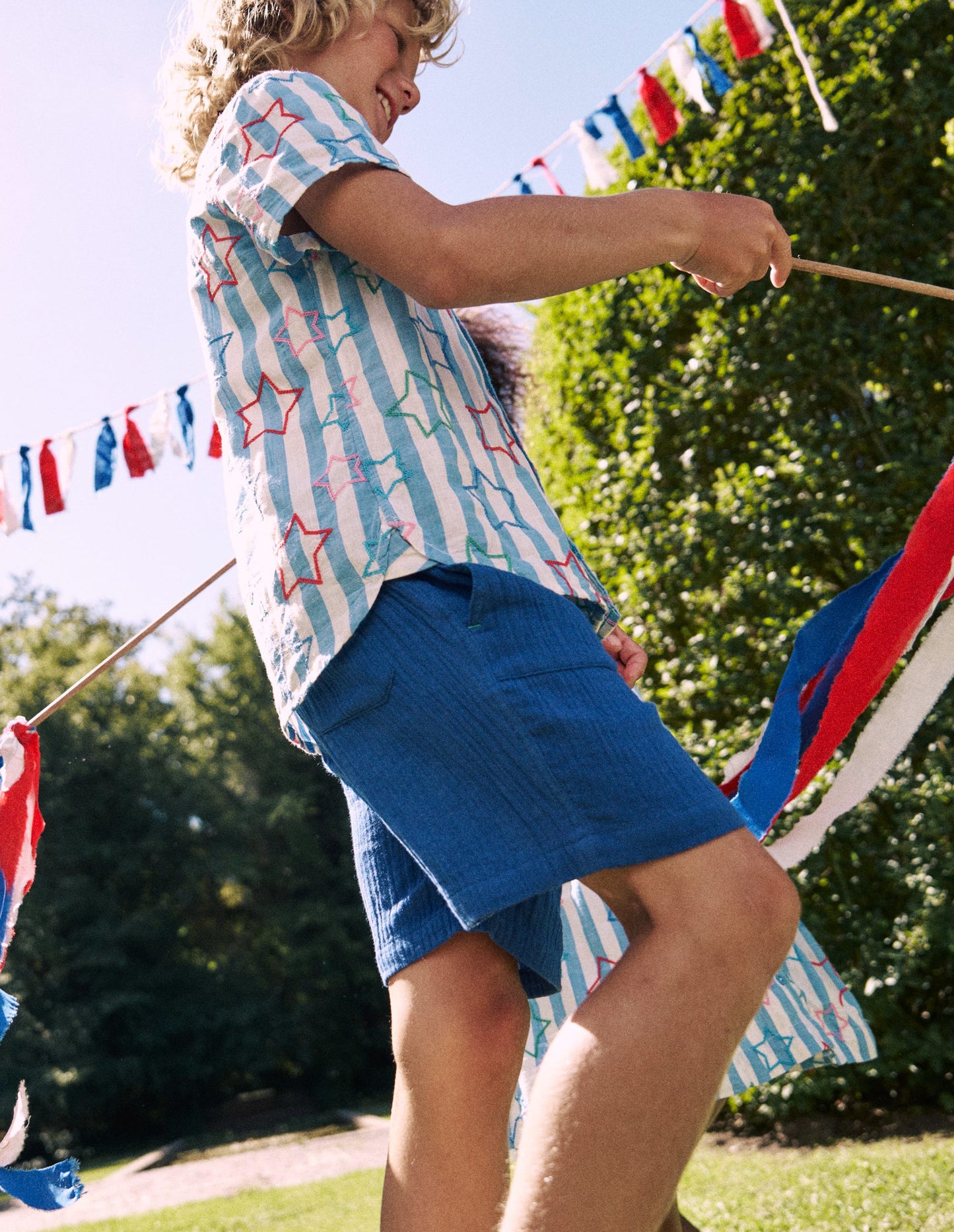 Originelles Baumwollhemd-Sterne und Streifen