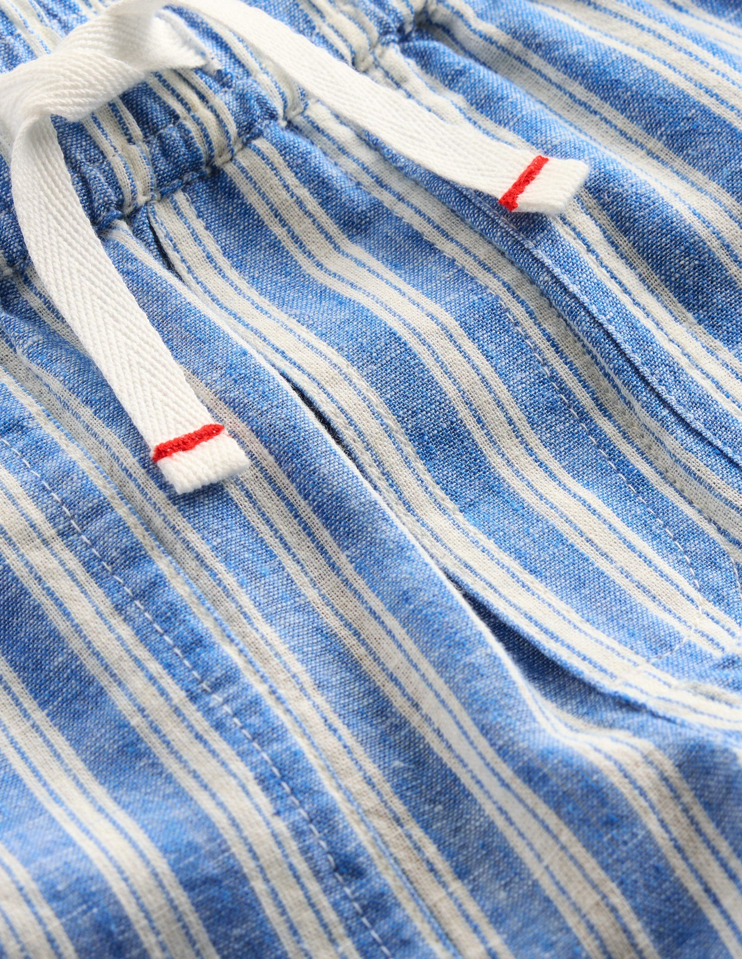 Baumwoll-Leinen-Hose zum Hineinschlüpfen-Blau, Feine Streifen