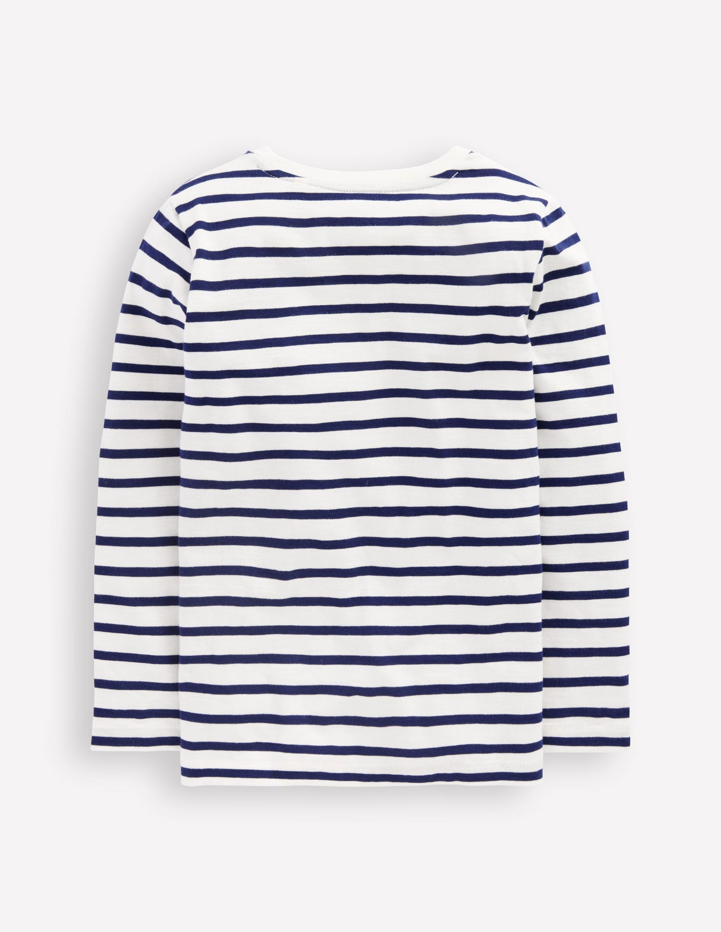 Langärmliges T-Shirt für den Alltag-Zartes Naturweiß/Schuluniform-Marineblau
