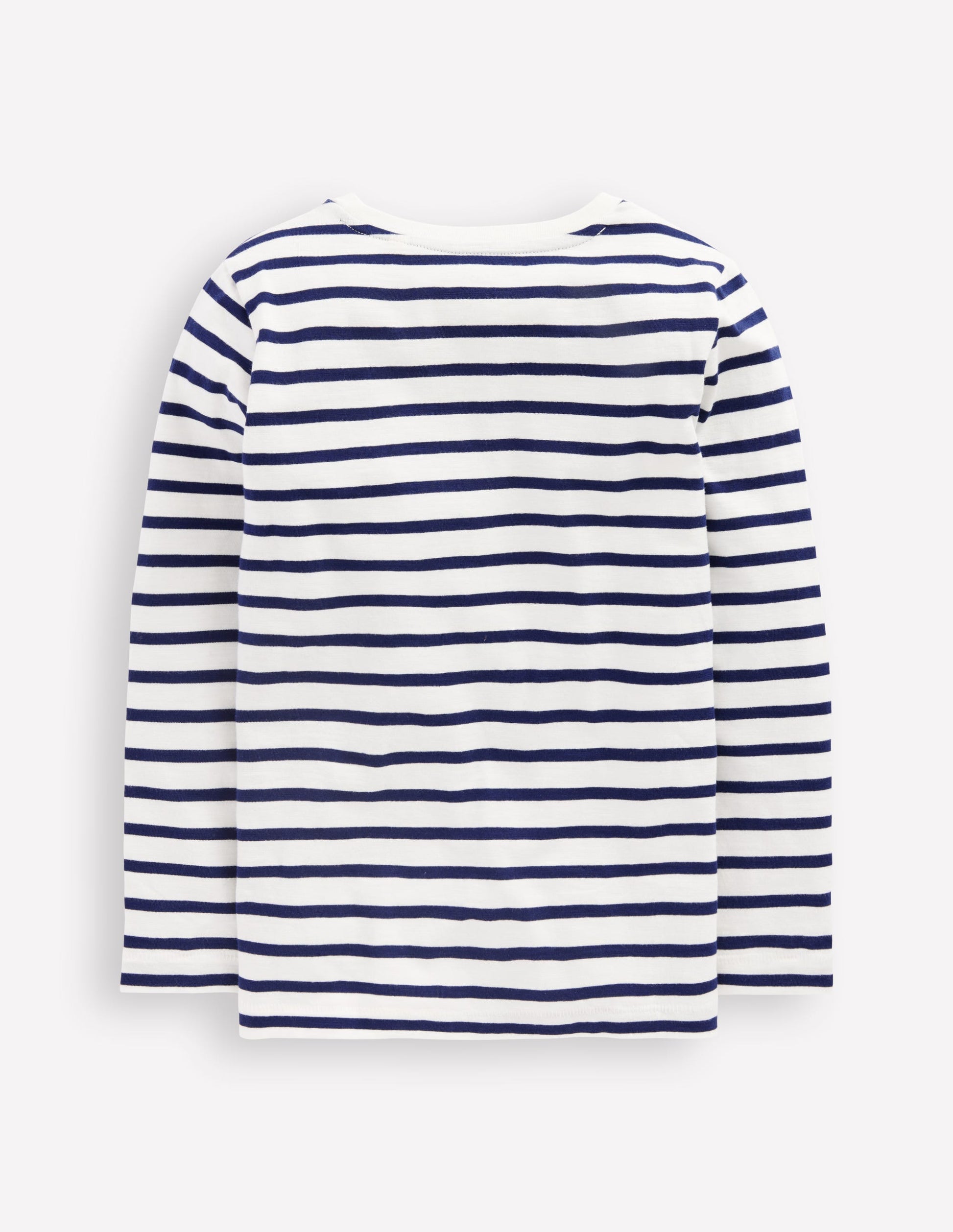 Langärmliges T-Shirt für den Alltag-Zartes Naturweiß/Schuluniform-Marineblau-2
