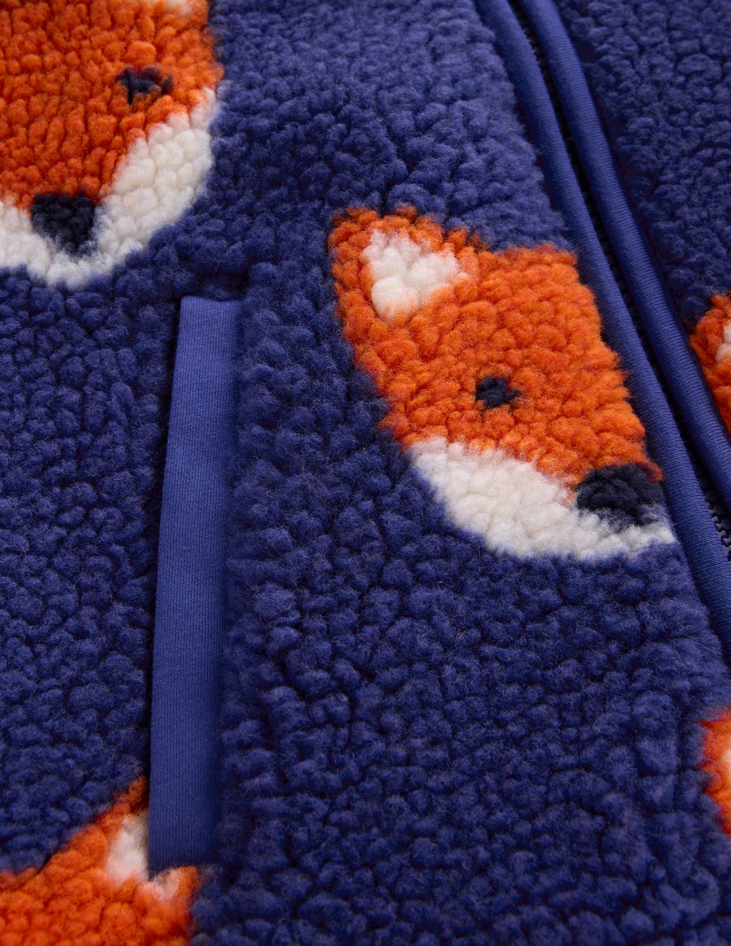 Kuschelige Teddyfell-Jacke-Saphirblau Füchse