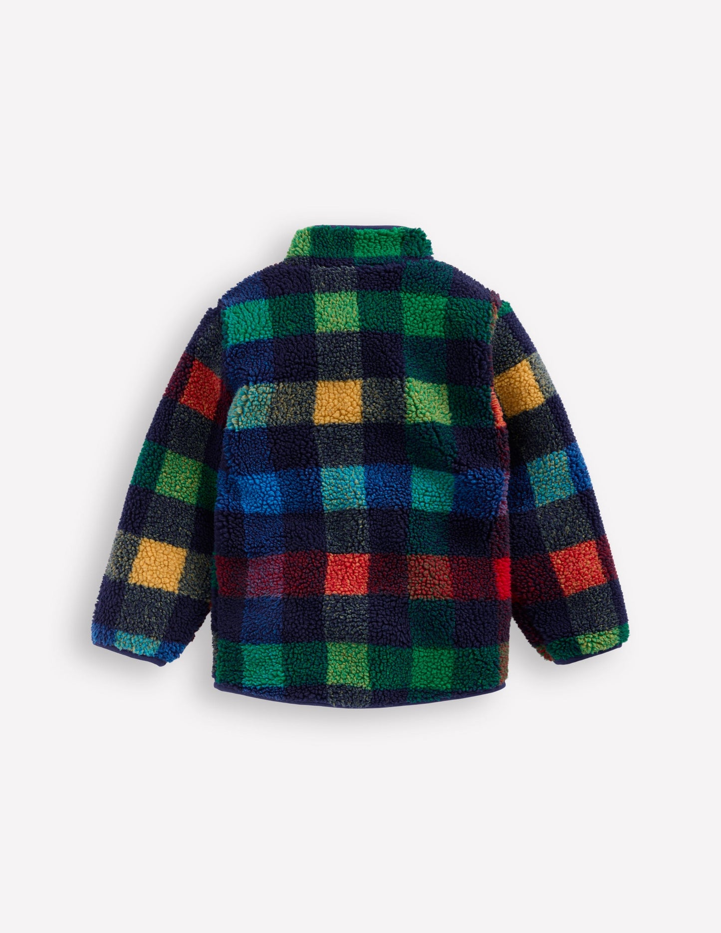 Kuschelige Teddyfell-Jacke-Navy Kariert
