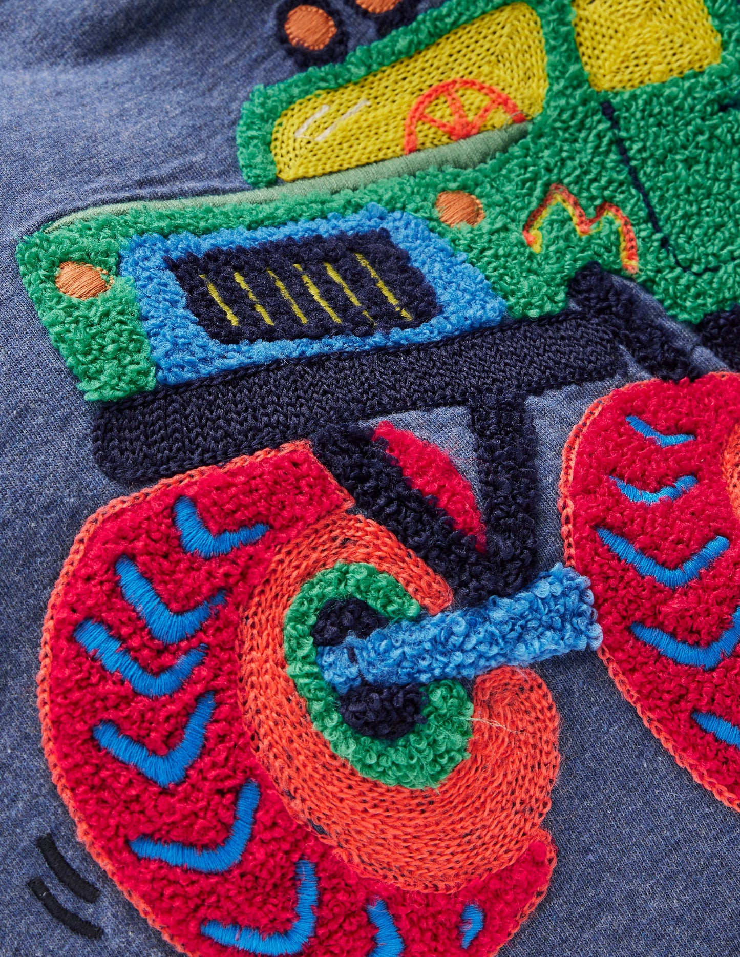 Langarmshirt aus Bouclé-Denim Meliert Monster Truck