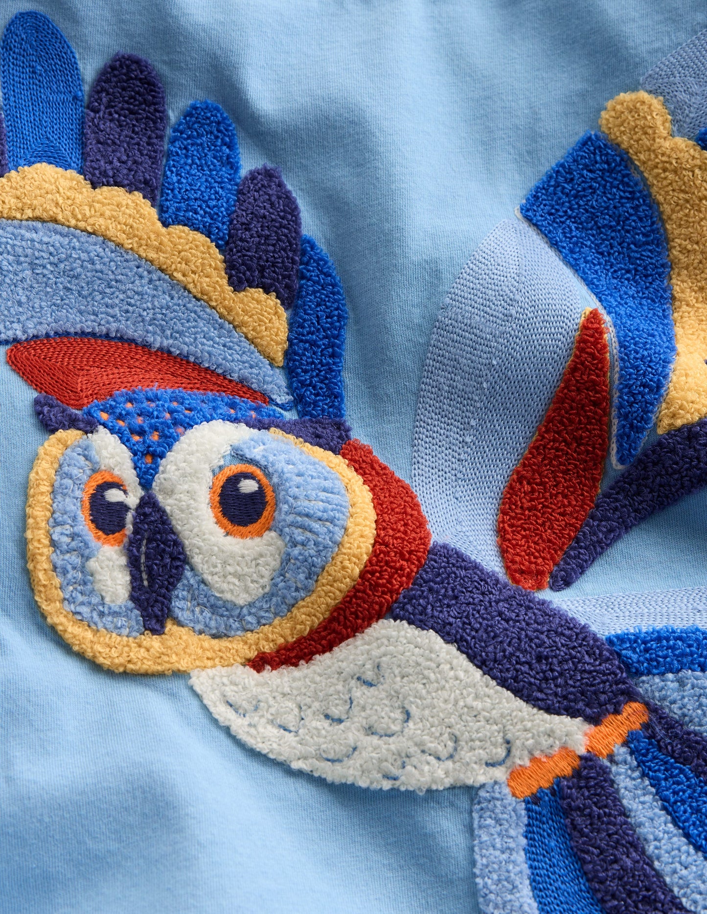 Langarmshirt aus Bouclé-Meeresdunst-Blau Eule
