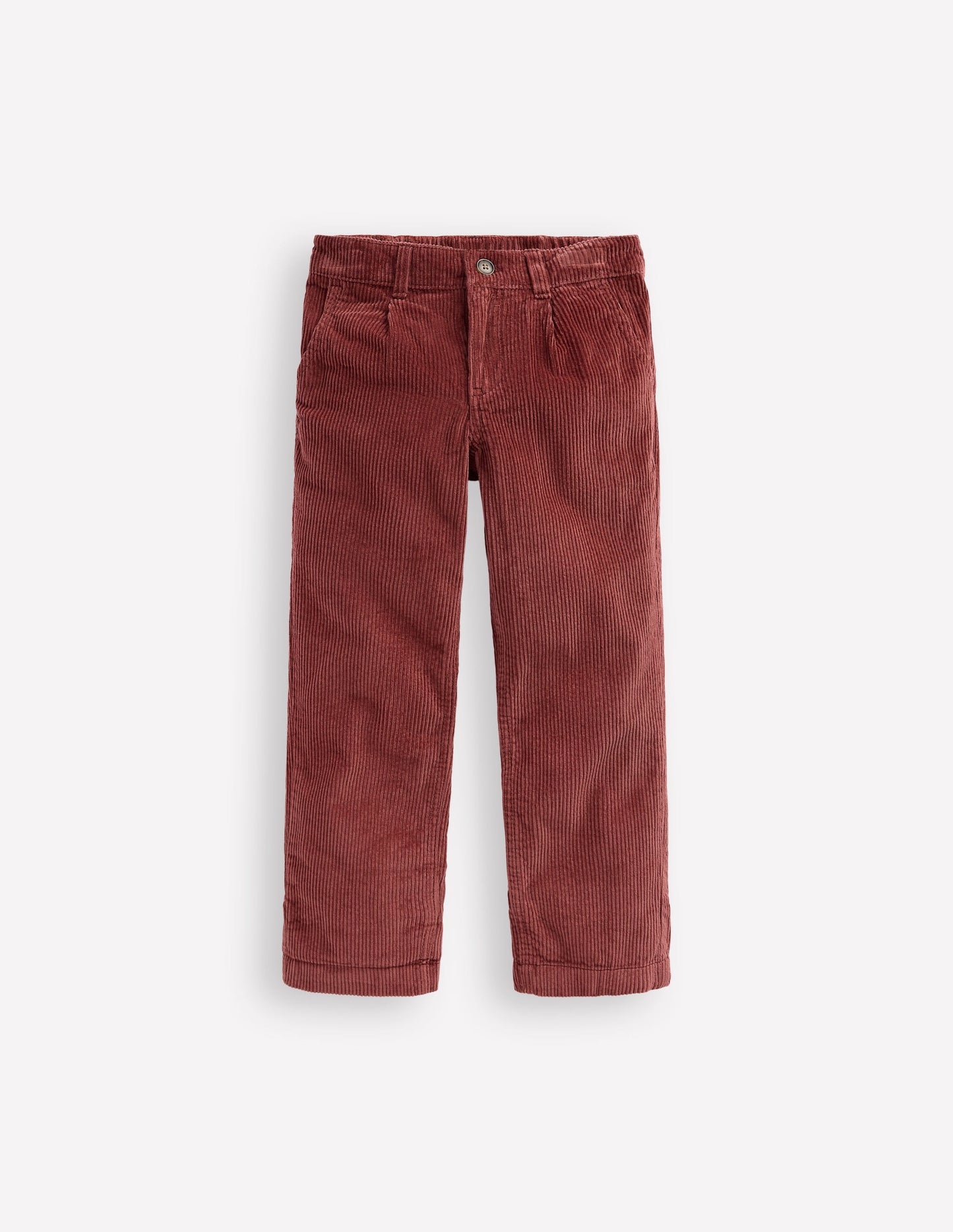 Pantalon plissé sur le devant-Velours côtelé châtaigne