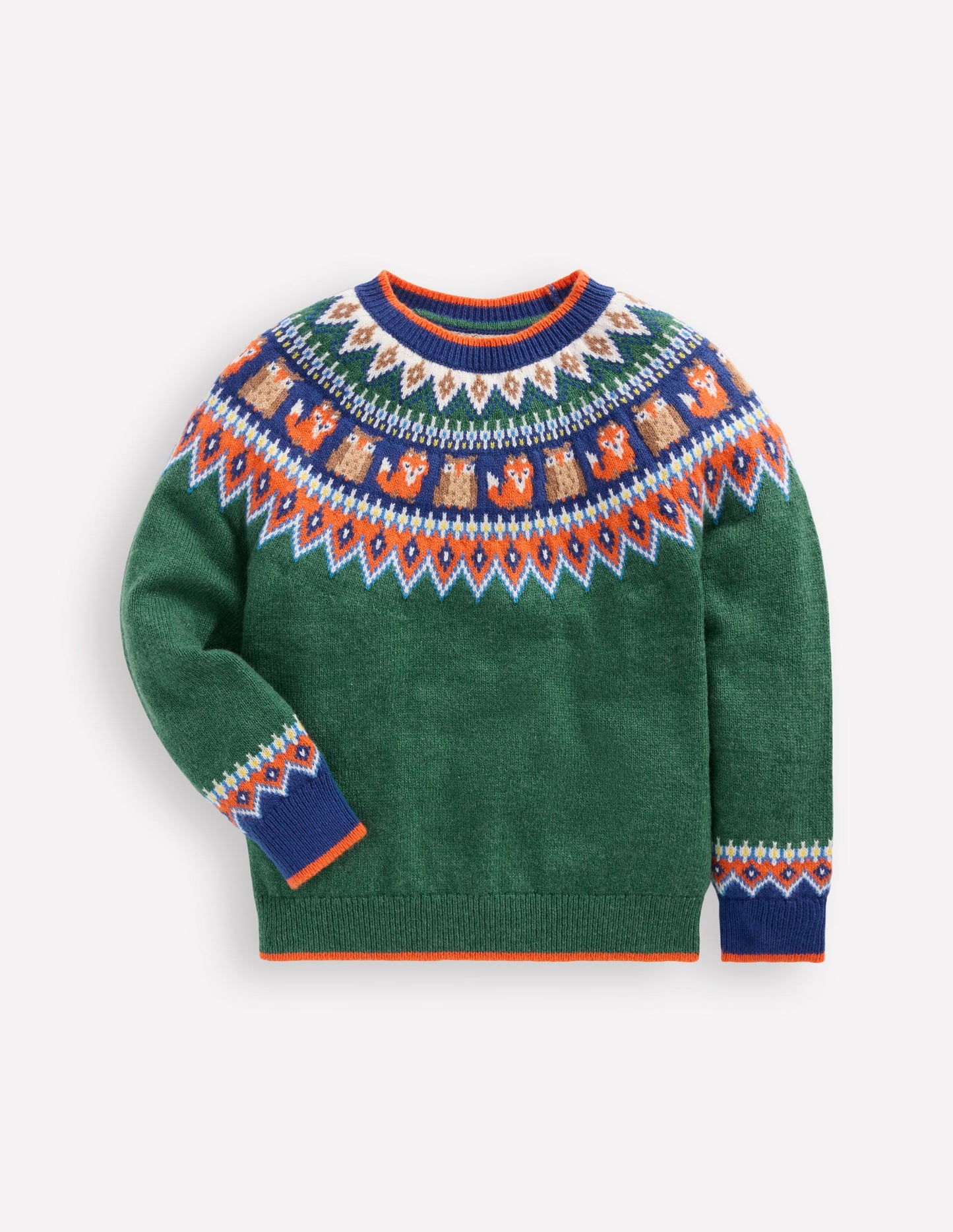 Fair-Isle-Pullover-Juwelengrün Wald