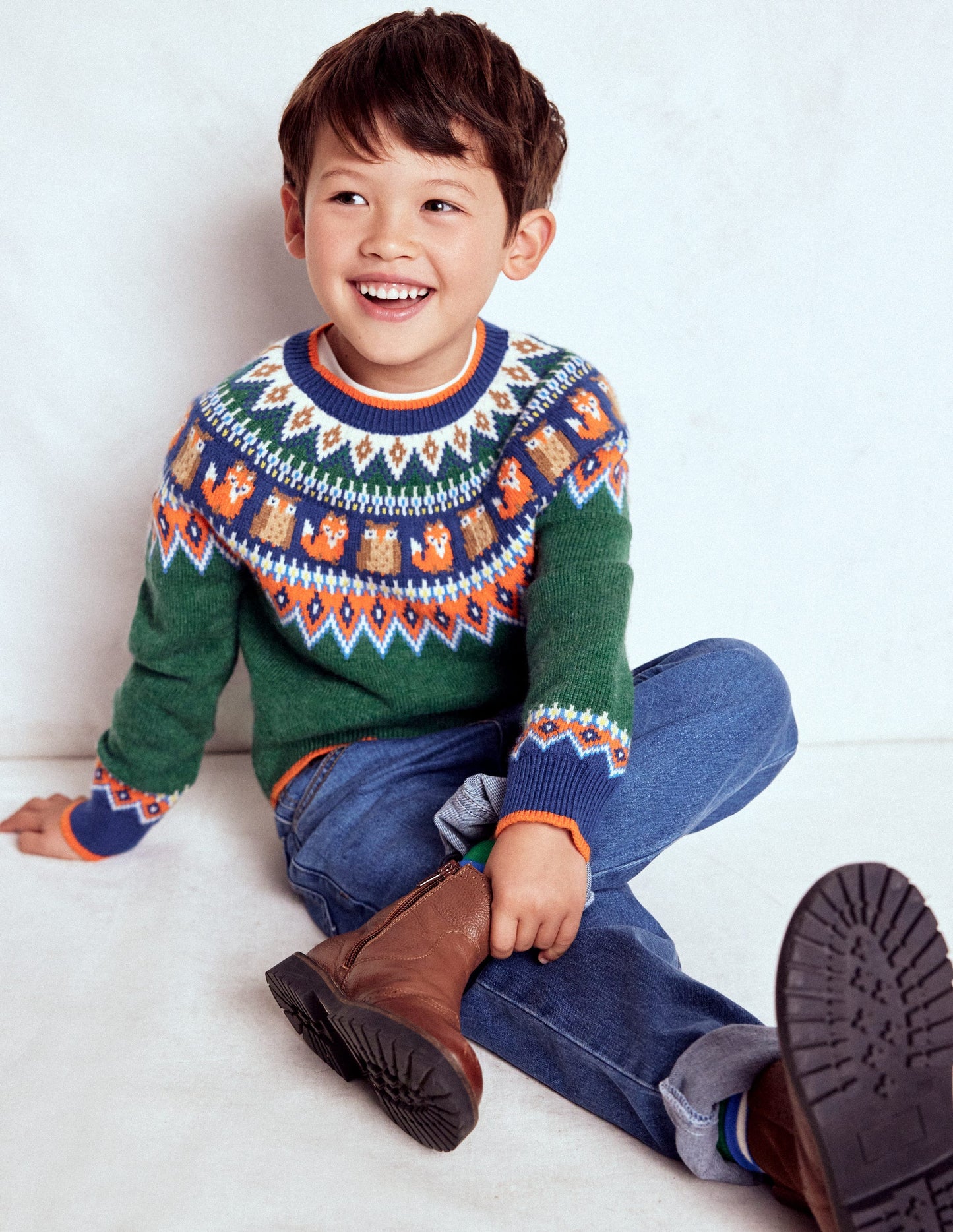 Fair-Isle-Pullover-Juwelengrün Wald