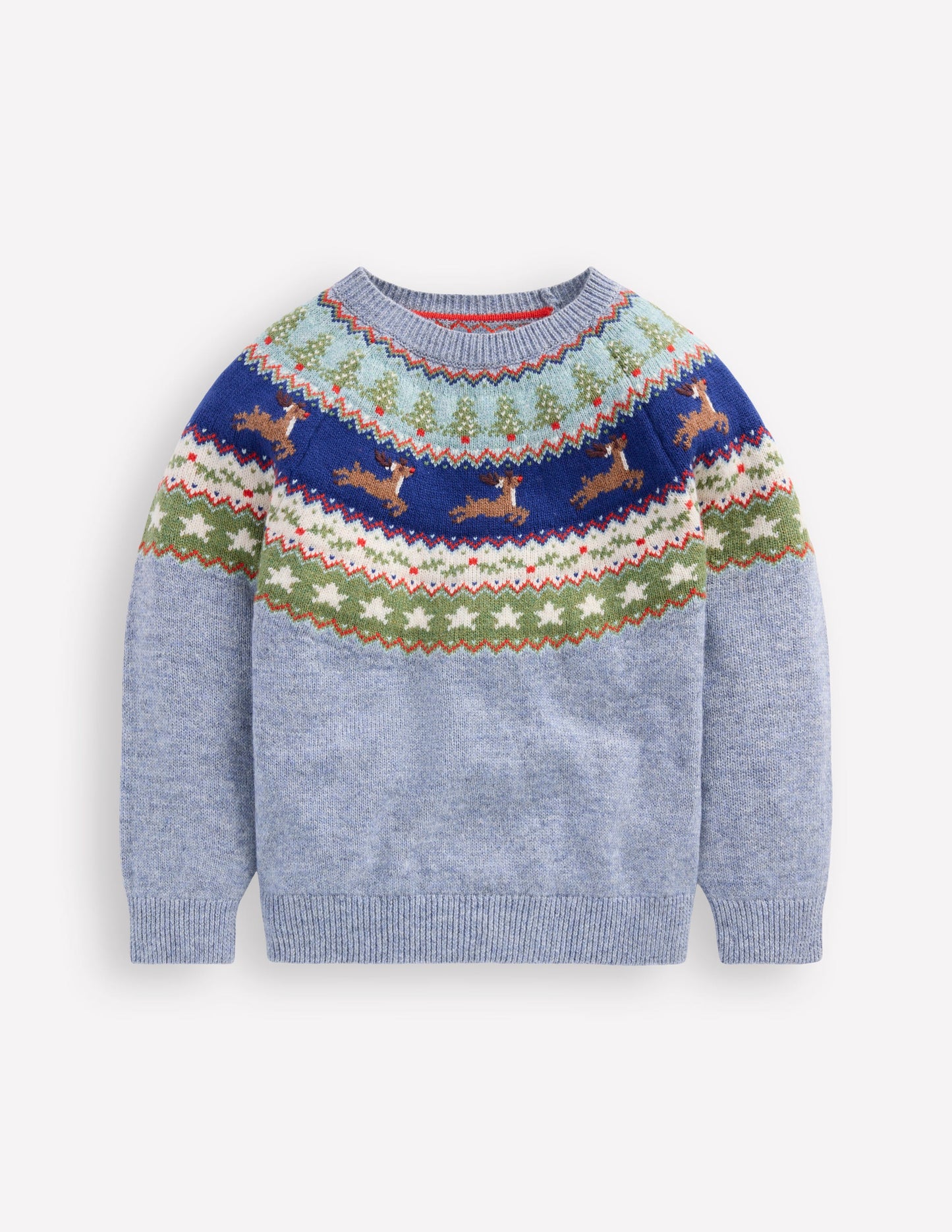 Fair-Isle-Pullover-Gletscherblau Rentier
