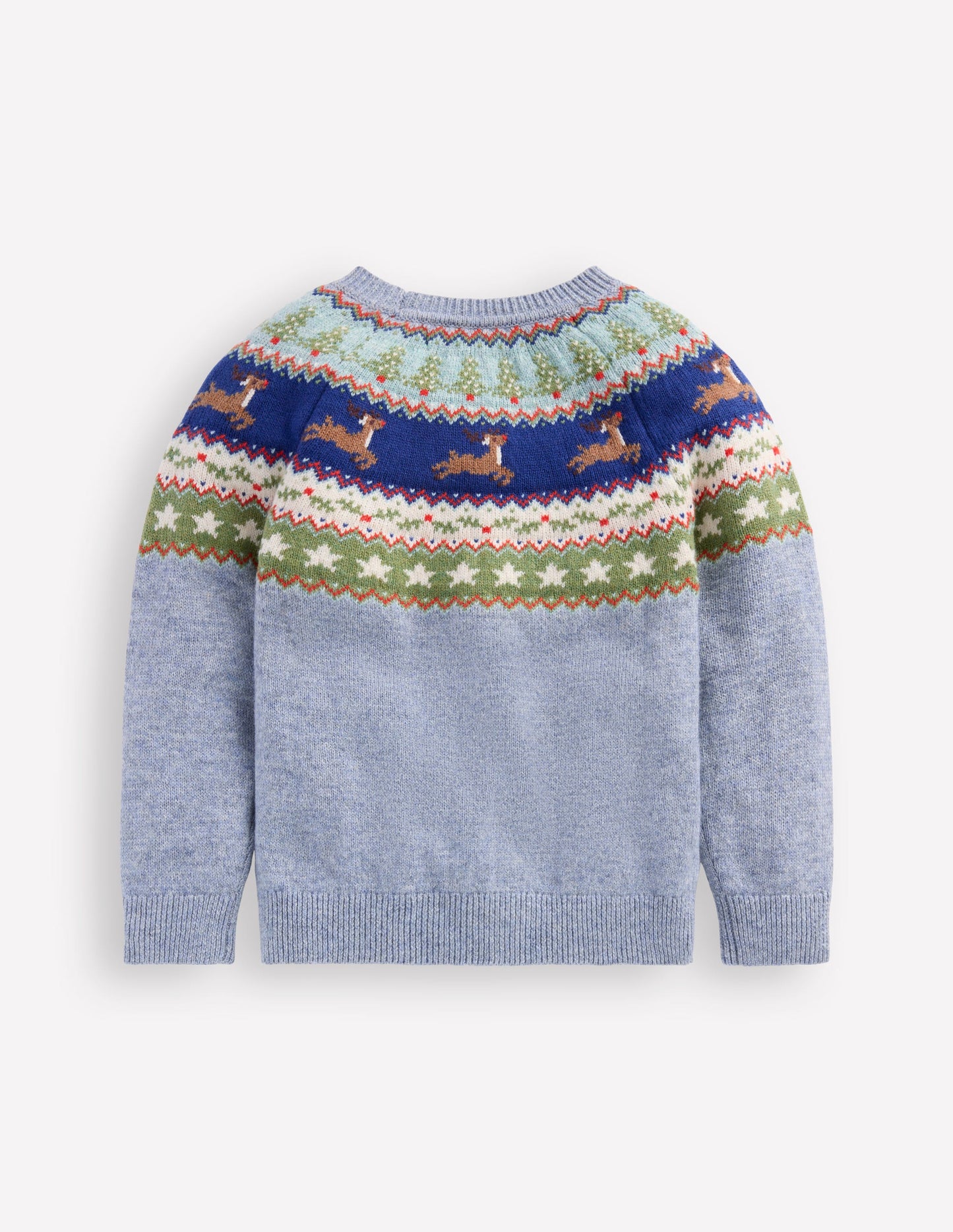 Fair-Isle-Pullover-Gletscherblau Rentier
