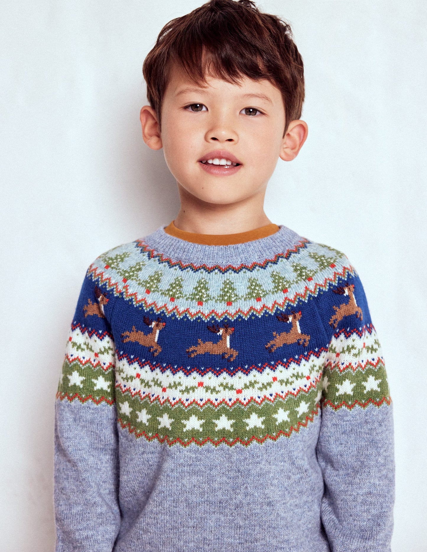 Fair-Isle-Pullover-Gletscherblau Rentier