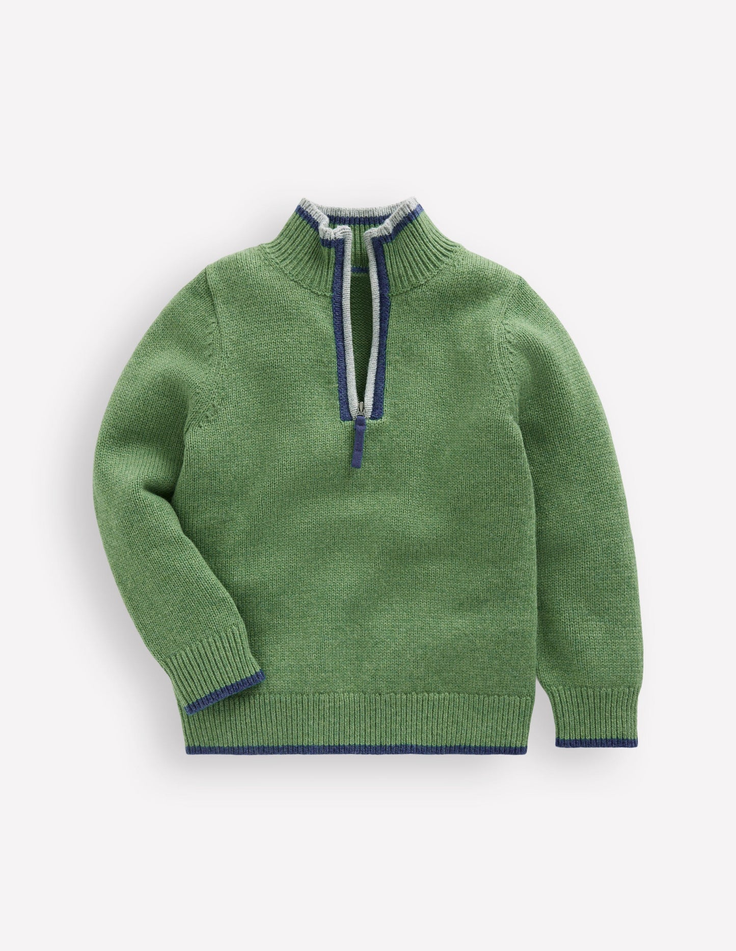 Pull partiellement zippé traditionnel-Vert étang profond