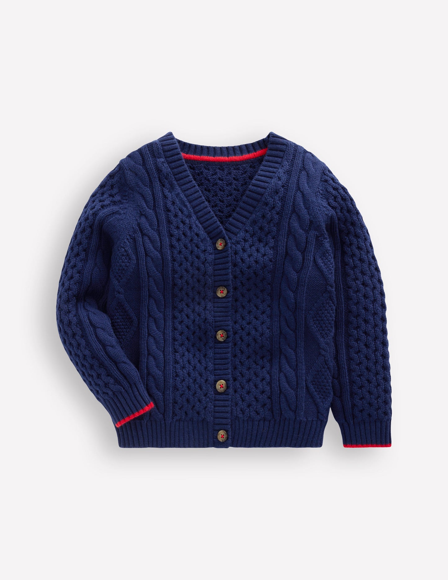 Klassische Strickjacke mit Zopfmuster-Schuluniform-Marineblau