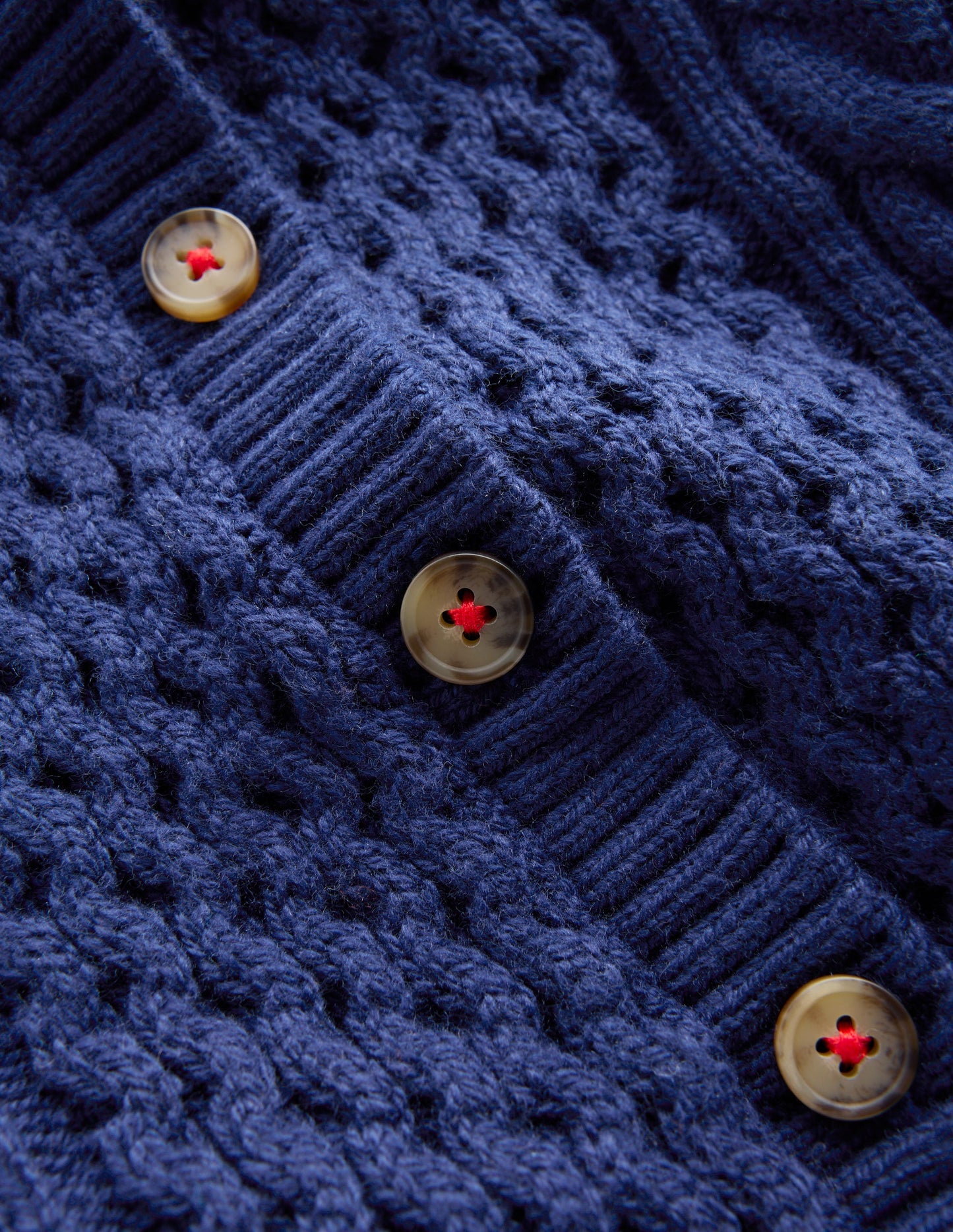 Klassische Strickjacke mit Zopfmuster-Schuluniform-Marineblau