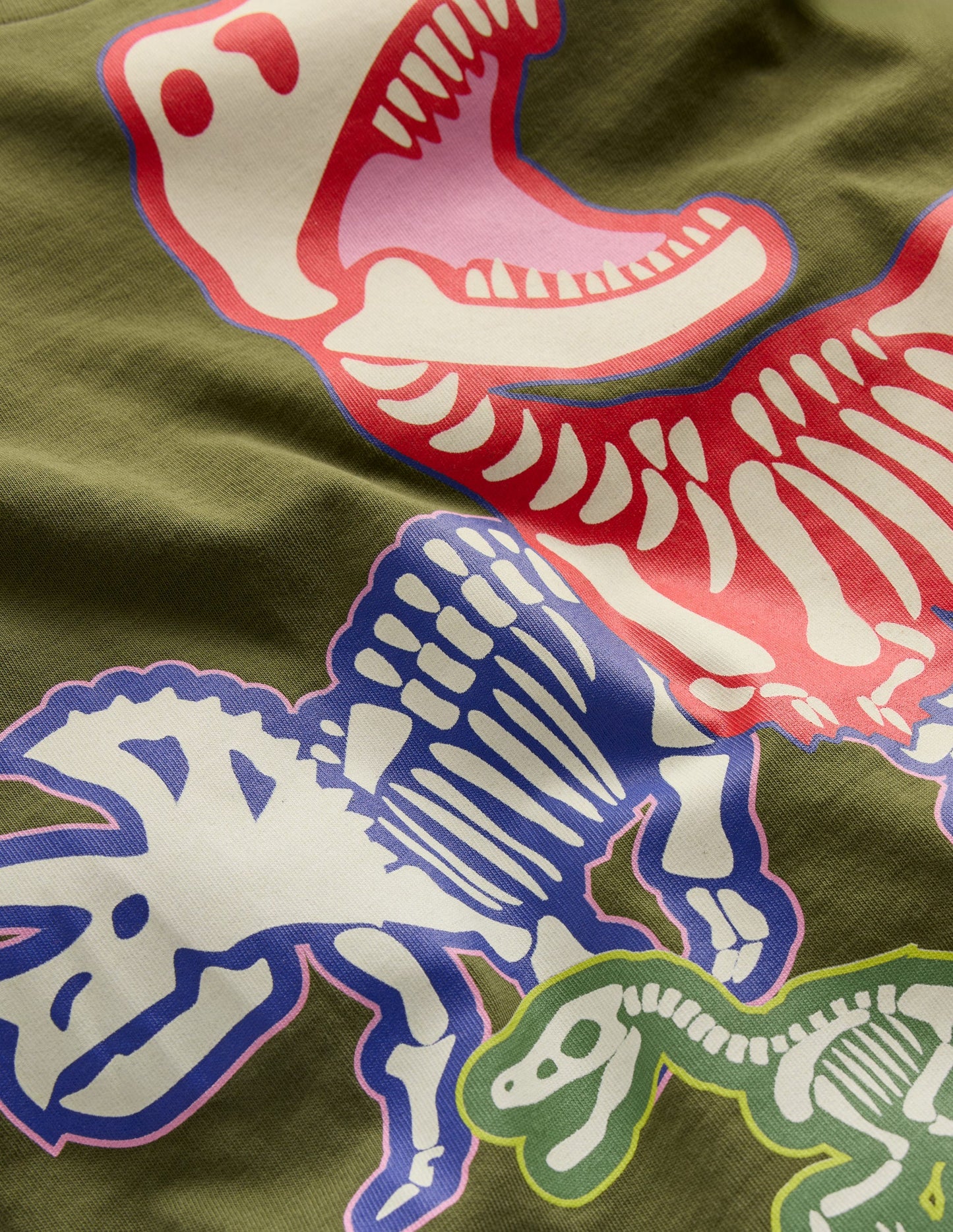 T-shirt phosphorescent à manches longues-Squelettes de dinosaure mousse hivernale