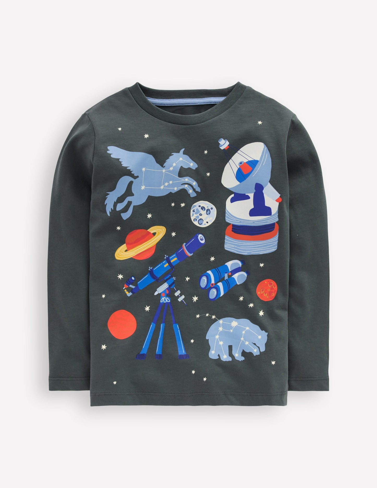 Im Dunkeln leuchtendes Langarmshirt-Rauchgrau Astronomie