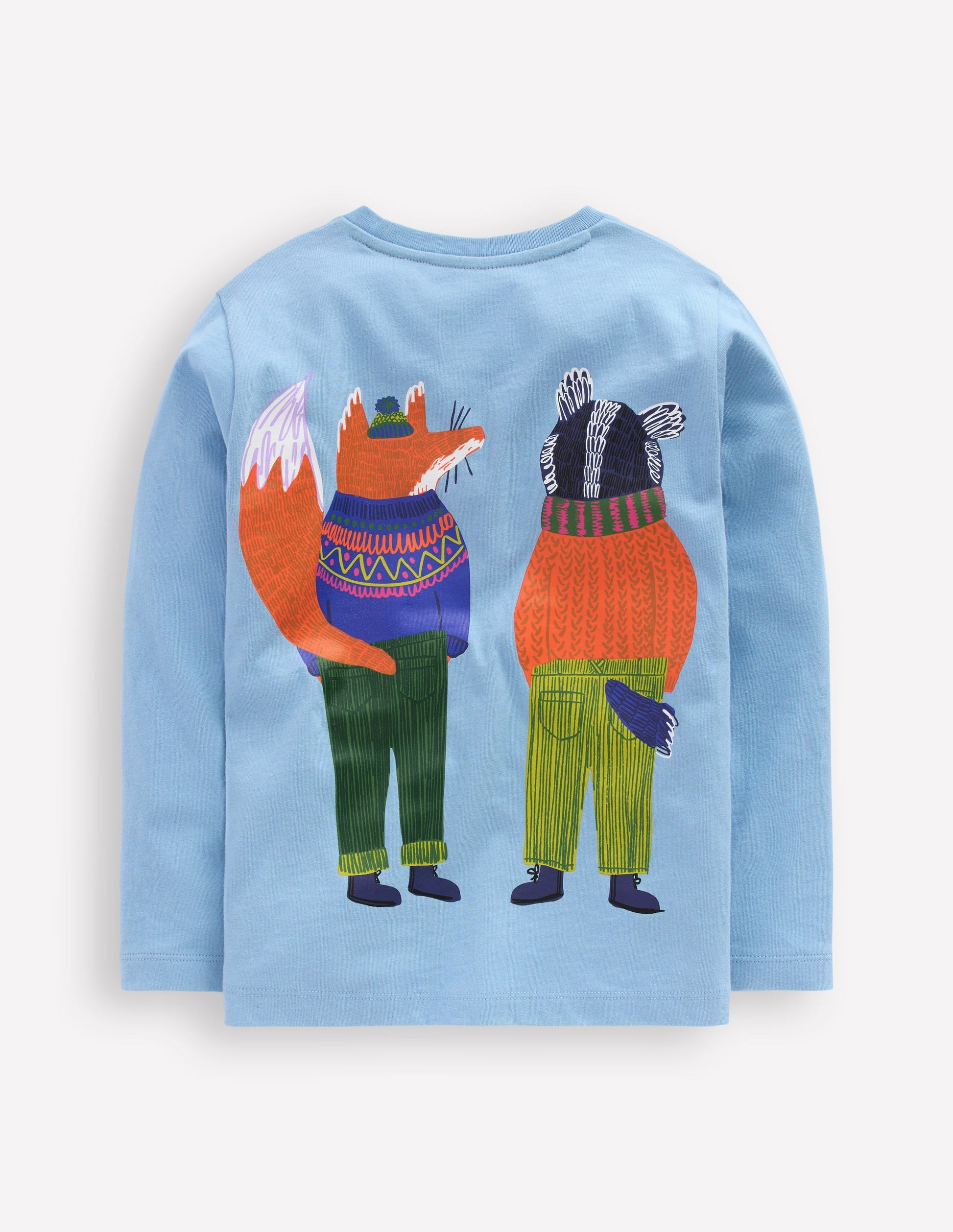 Originelles langärmliges T-Shirt-Gletscherblau Füchse-3