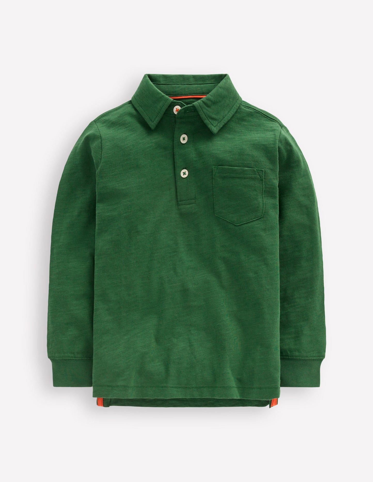 Langärmliges Poloshirt aus Flammgarn-Kieferngrün