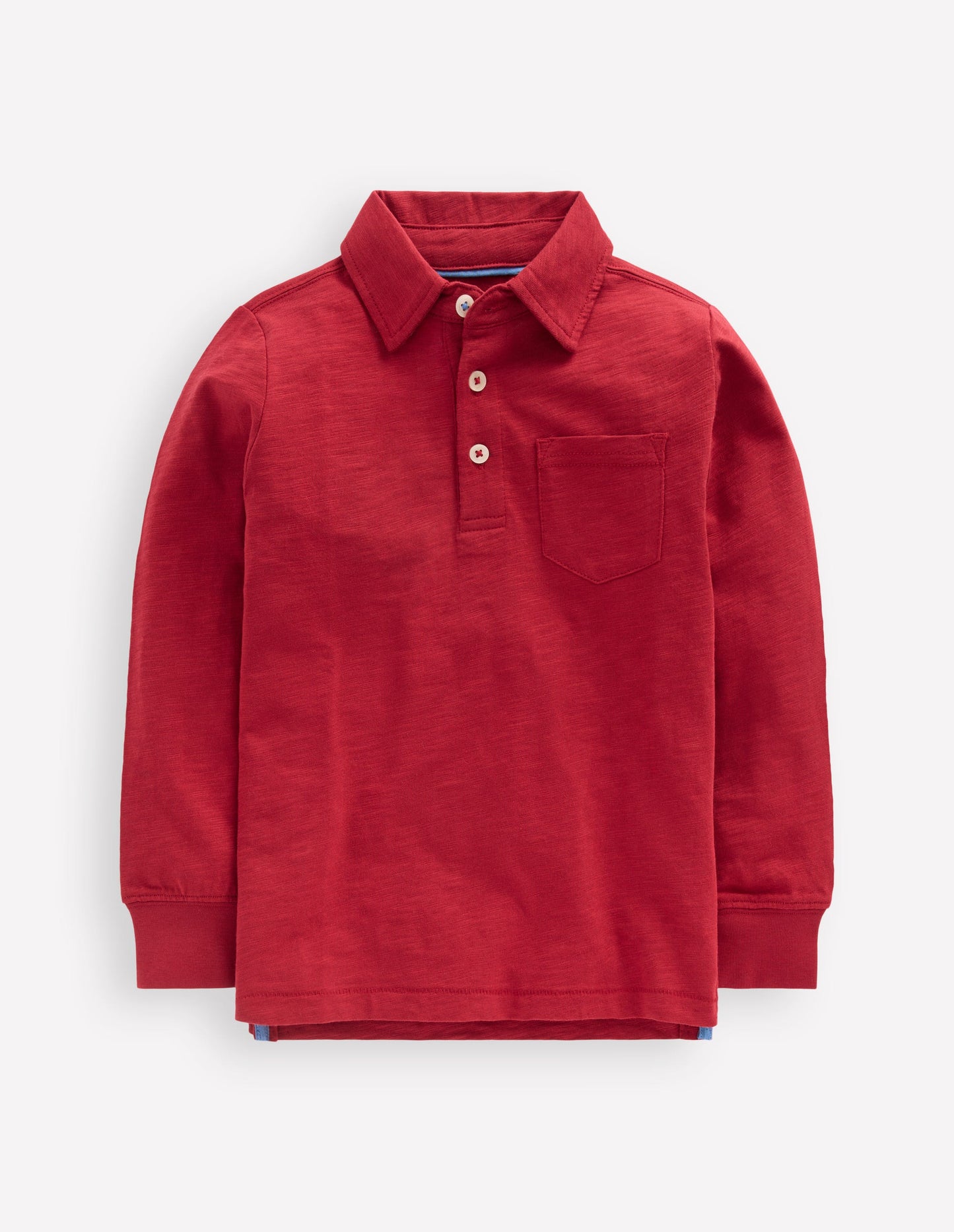Langärmliges Poloshirt aus Flammgarn-Rot Lakritz