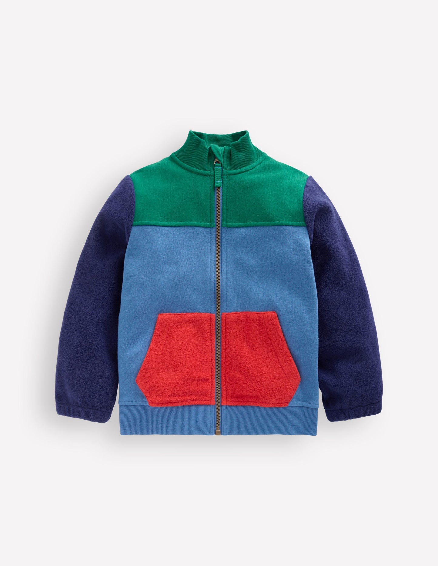 Polaire zippée cosy-Colourblock bleu rivière
