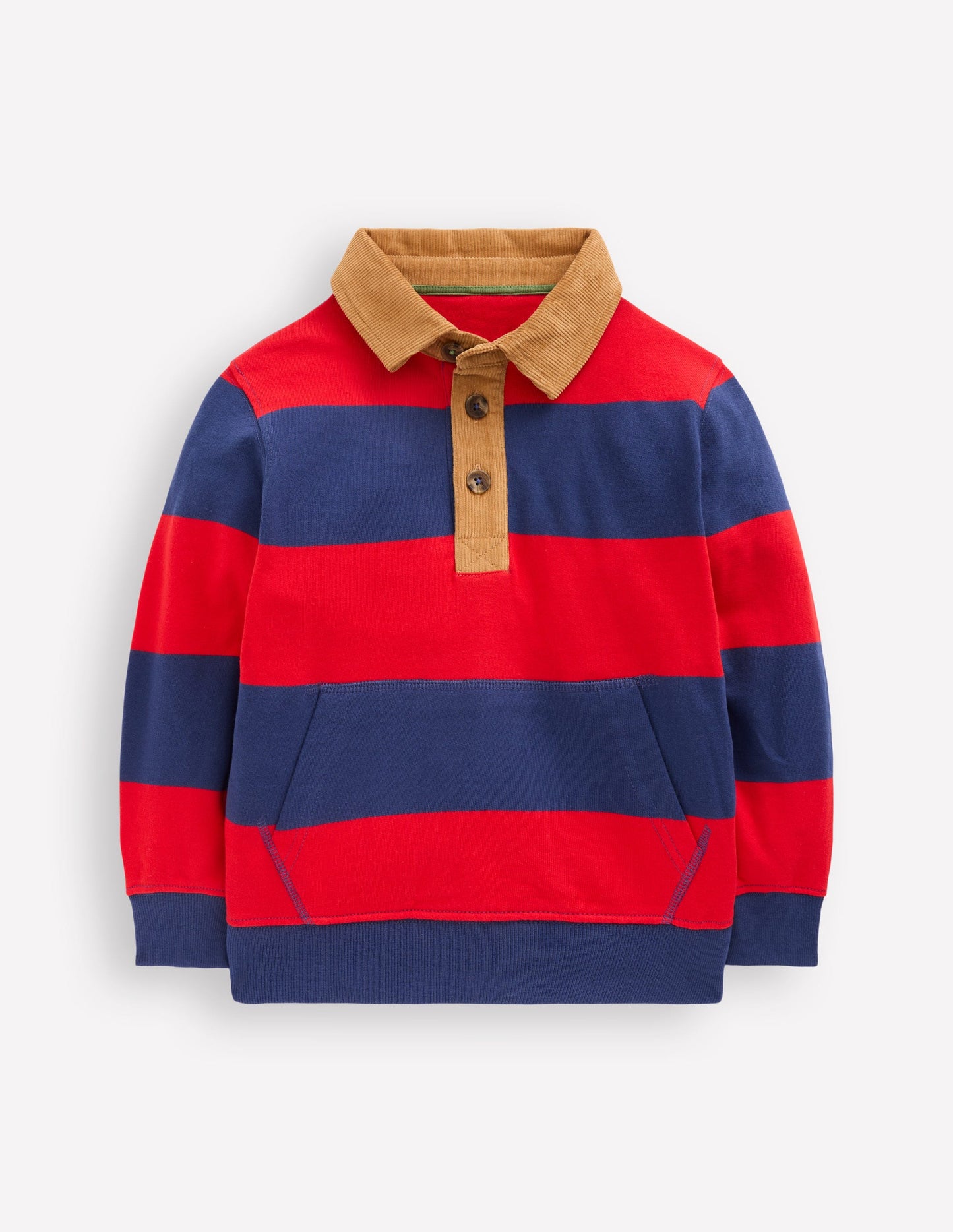 Sweatshirt mit Kragen-Mohnblumenrot/Steuerbordblau