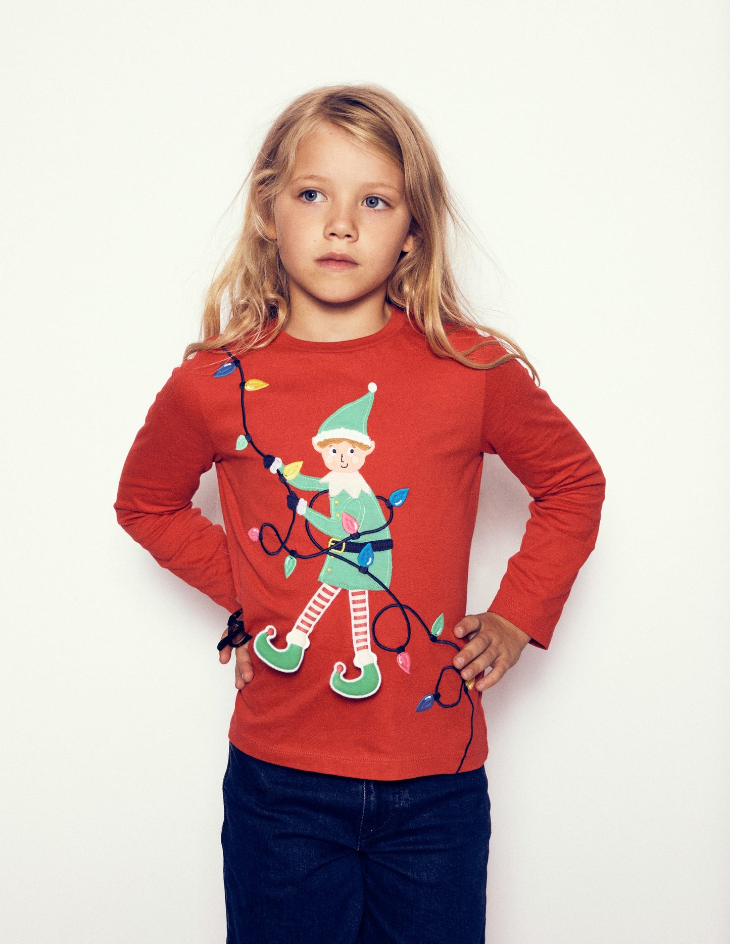 Originelles, langärmliges 3D-T-Shirt-Marsrot Elf