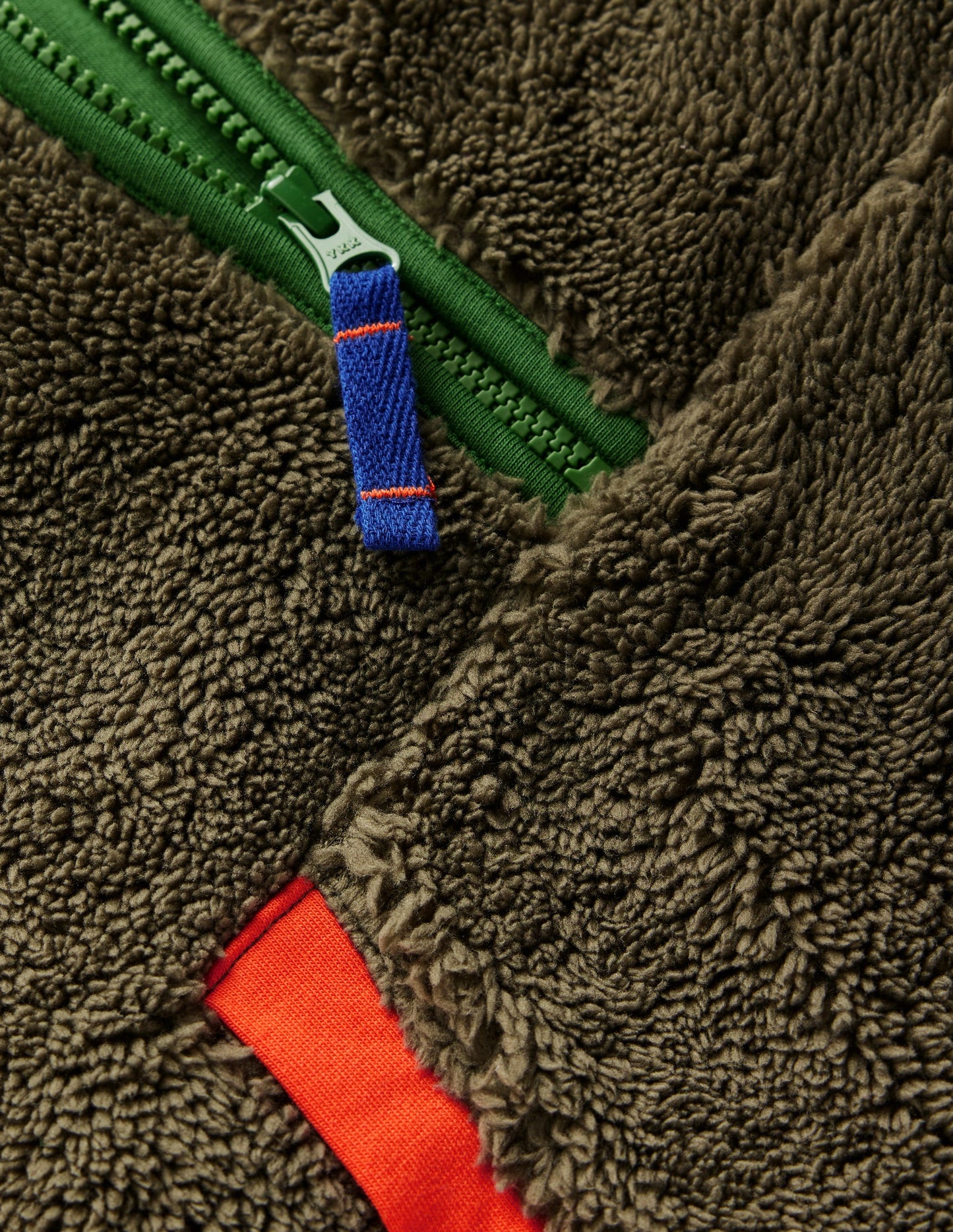 Fleece-Kapuzenjacke mit Halbreißverschluss-Blasses Khaki