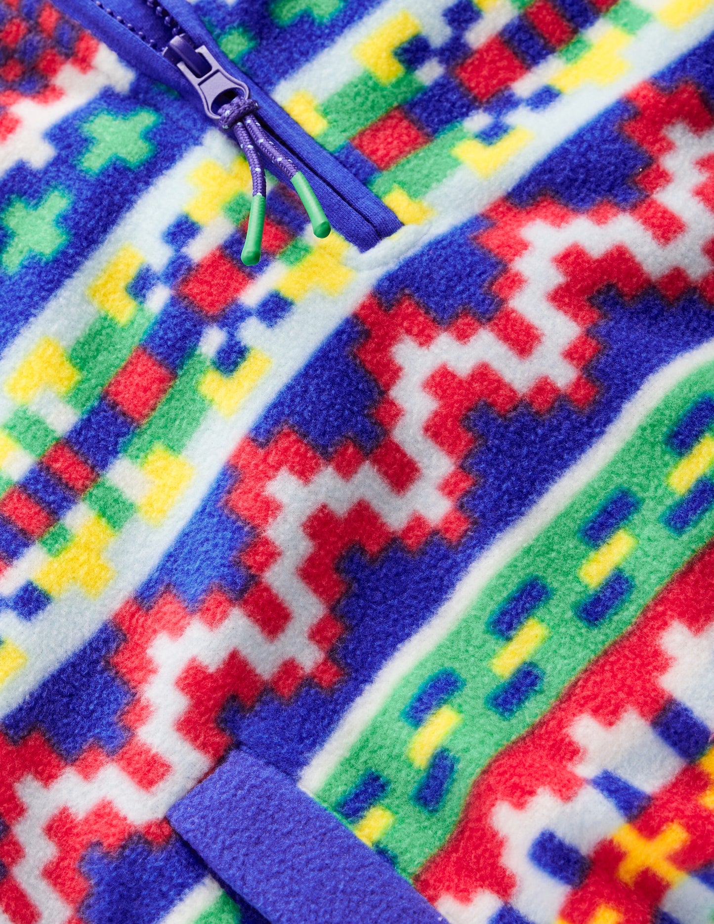 Gemütlicher Fleecepullover mit geometrischem Muster-Bunt Fair-Isle