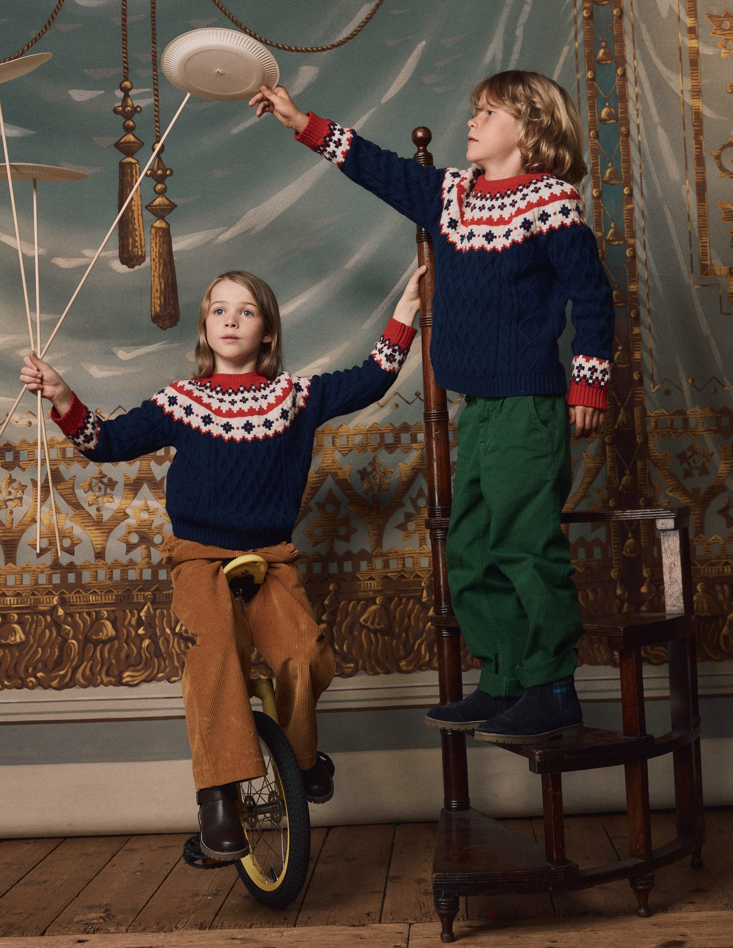 Fair-Isle-Pullover mit Zopfmuster-Mittelalterliches Blau