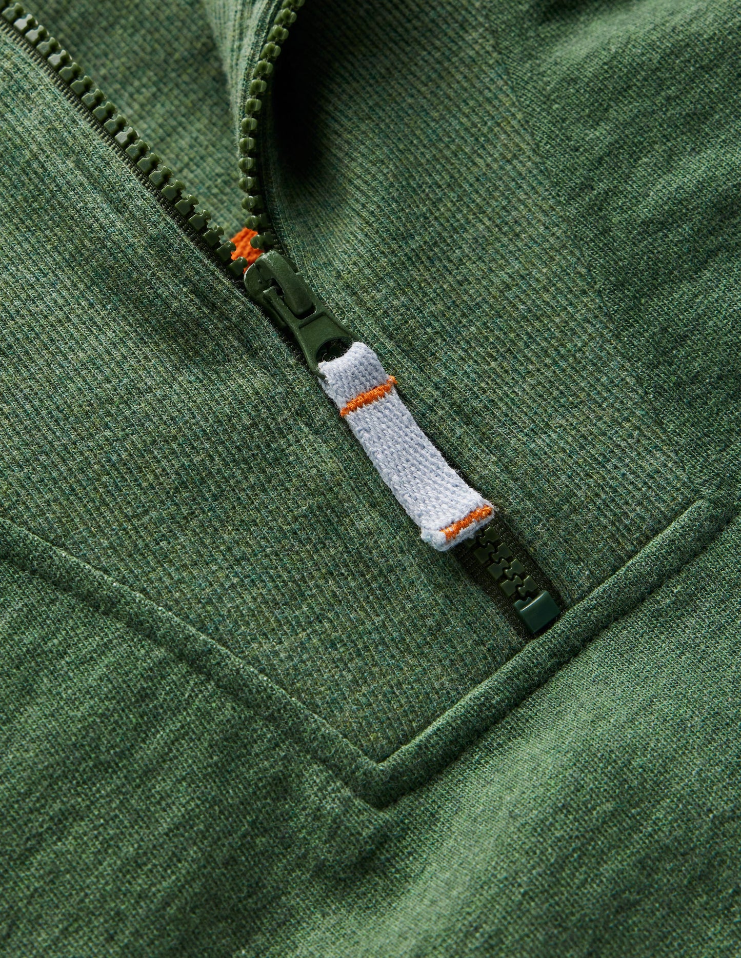 Sweatshirt mit Halbreißverschluss-Grün Meliert