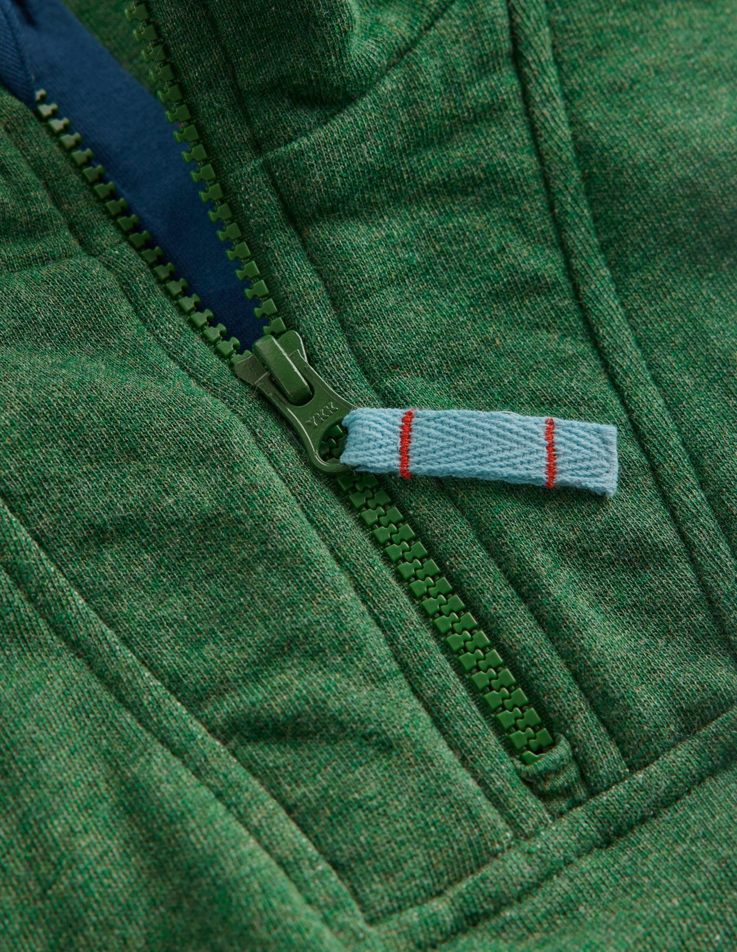Sweatshirt mit Halbreißverschluss-Grün Meliert