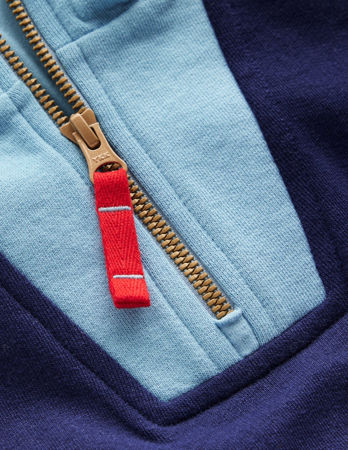 Sweatshirt mit Halbreißverschluss-Mittelalterliches Blau Blockfarben