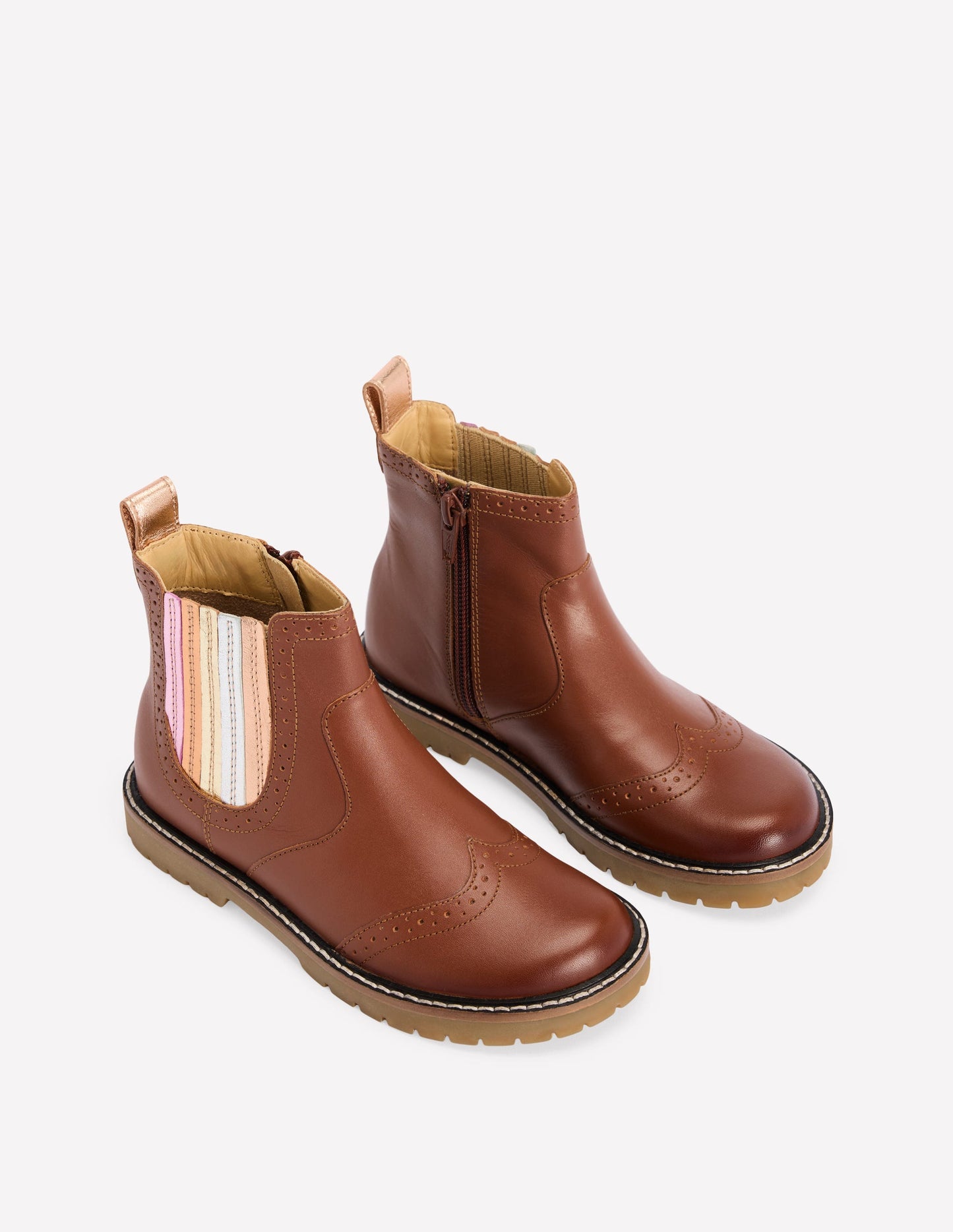 Chelsea-Stiefel aus Leder-Braun Metallic