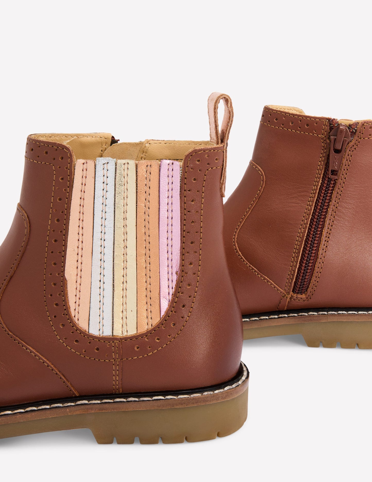 Chelsea-Stiefel aus Leder-Braun Metallic