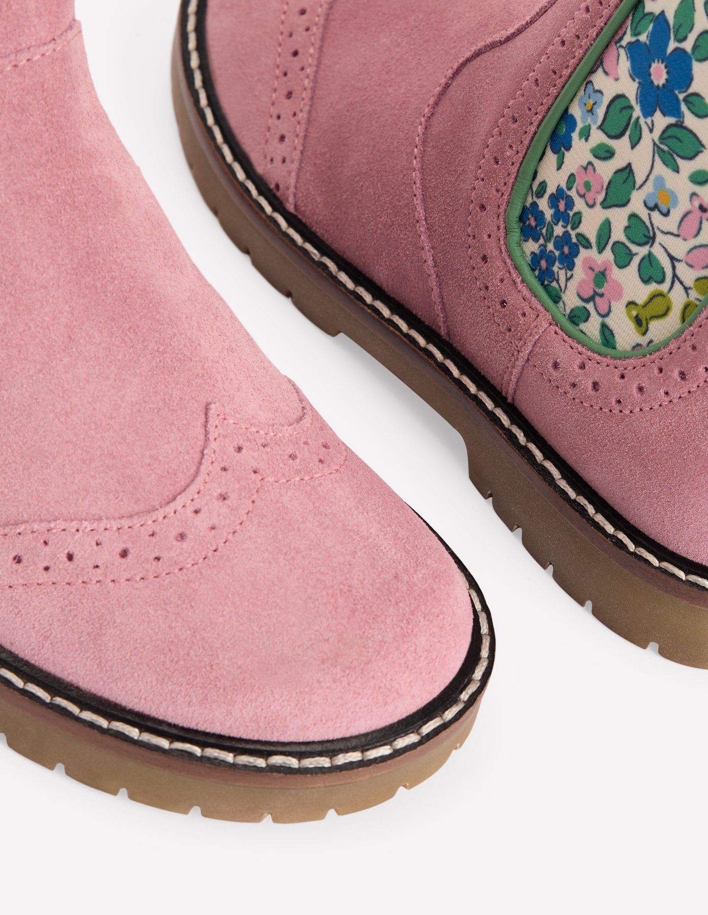 Chelsea-Stiefel aus Leder-Pink Geblümt