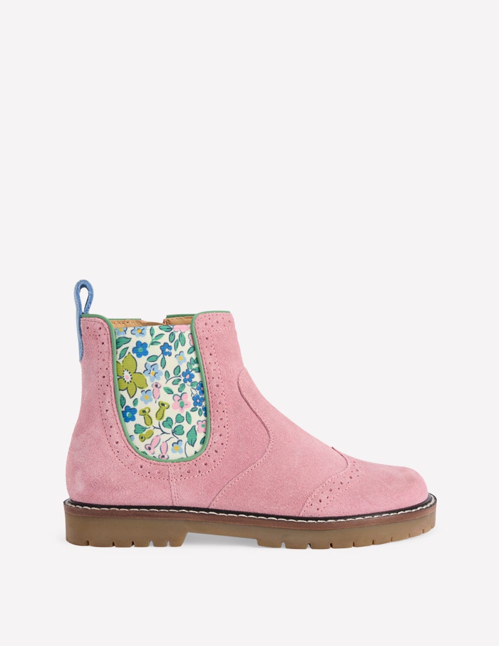 Chelsea-Stiefel aus Leder-Pink Geblümt