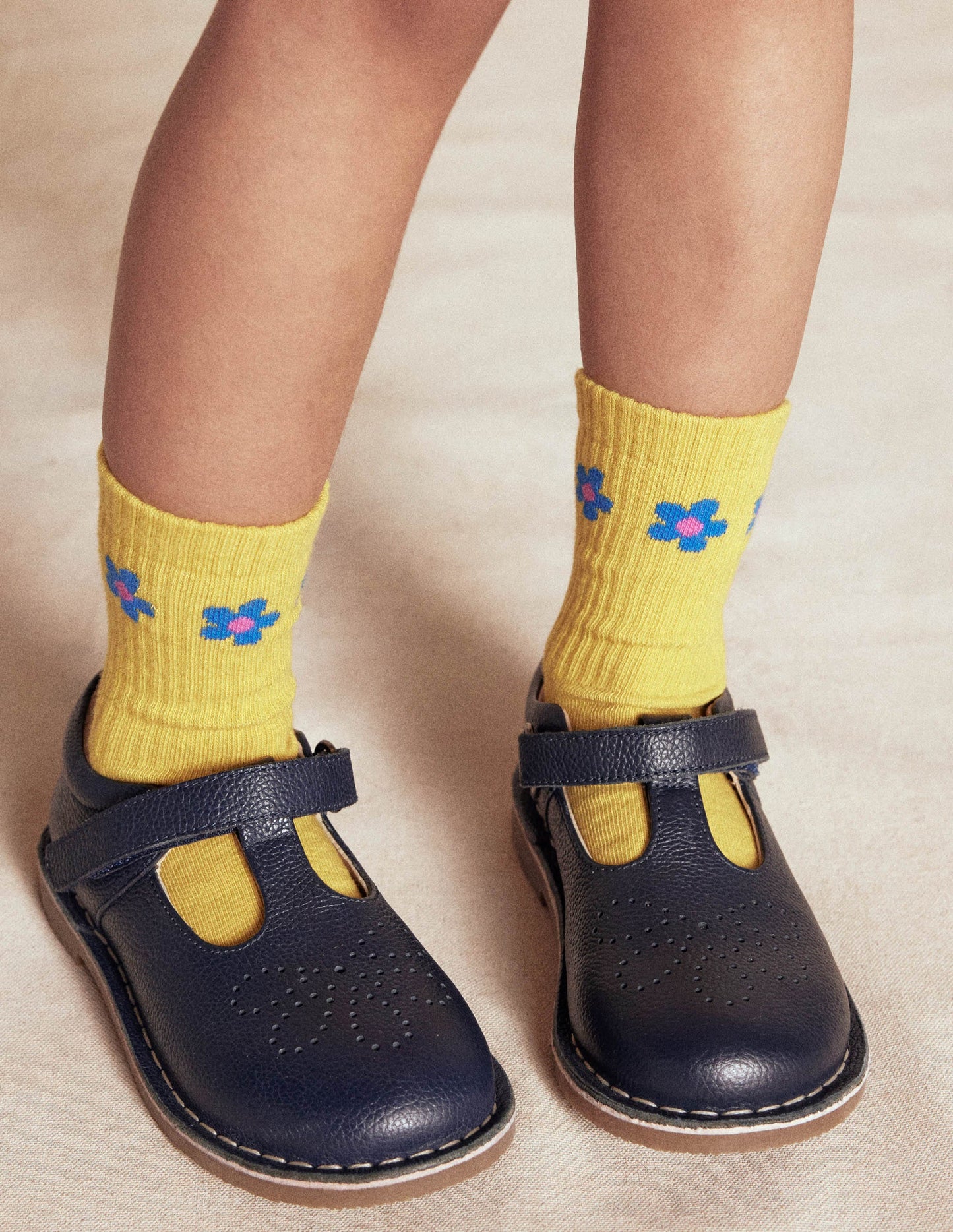 7 paires de chaussettes côtelées-Fleurs/arcs-en-ciel