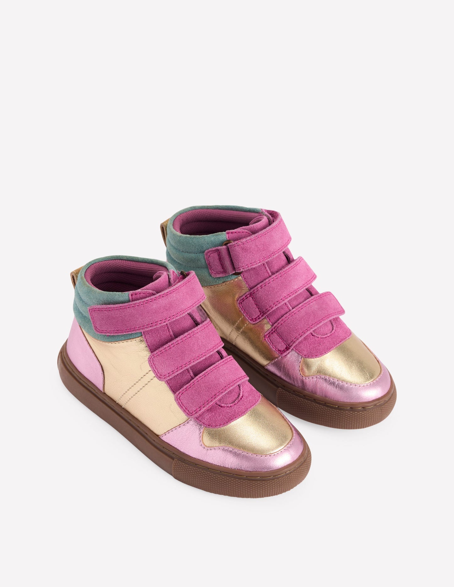 Hohe Sneaker in Metallic-Optik-Gold- und Pink-Metallic