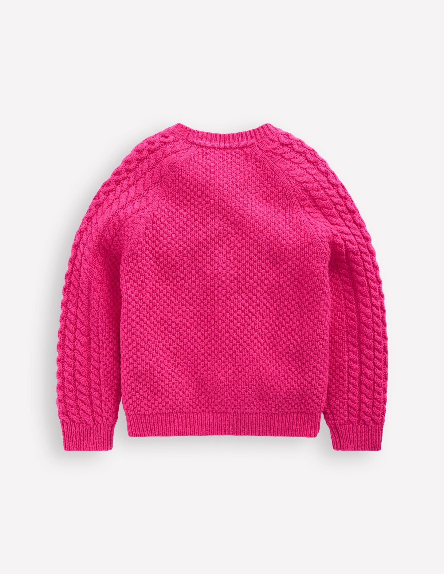 Strickjacke mit Zopfmuster-Himbeerrosa