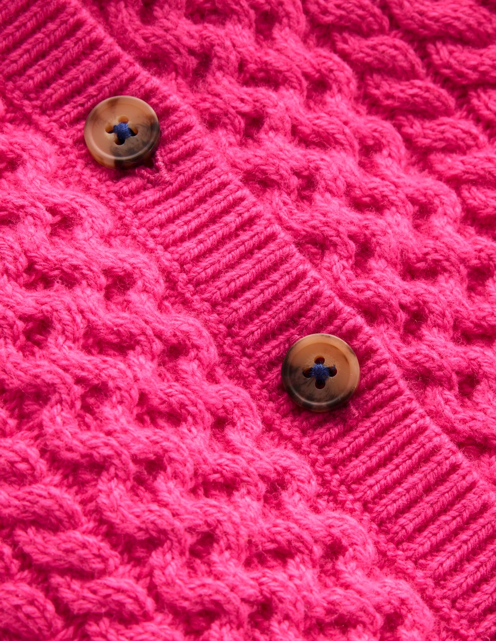 Strickjacke mit Zopfmuster-Himbeerrosa
