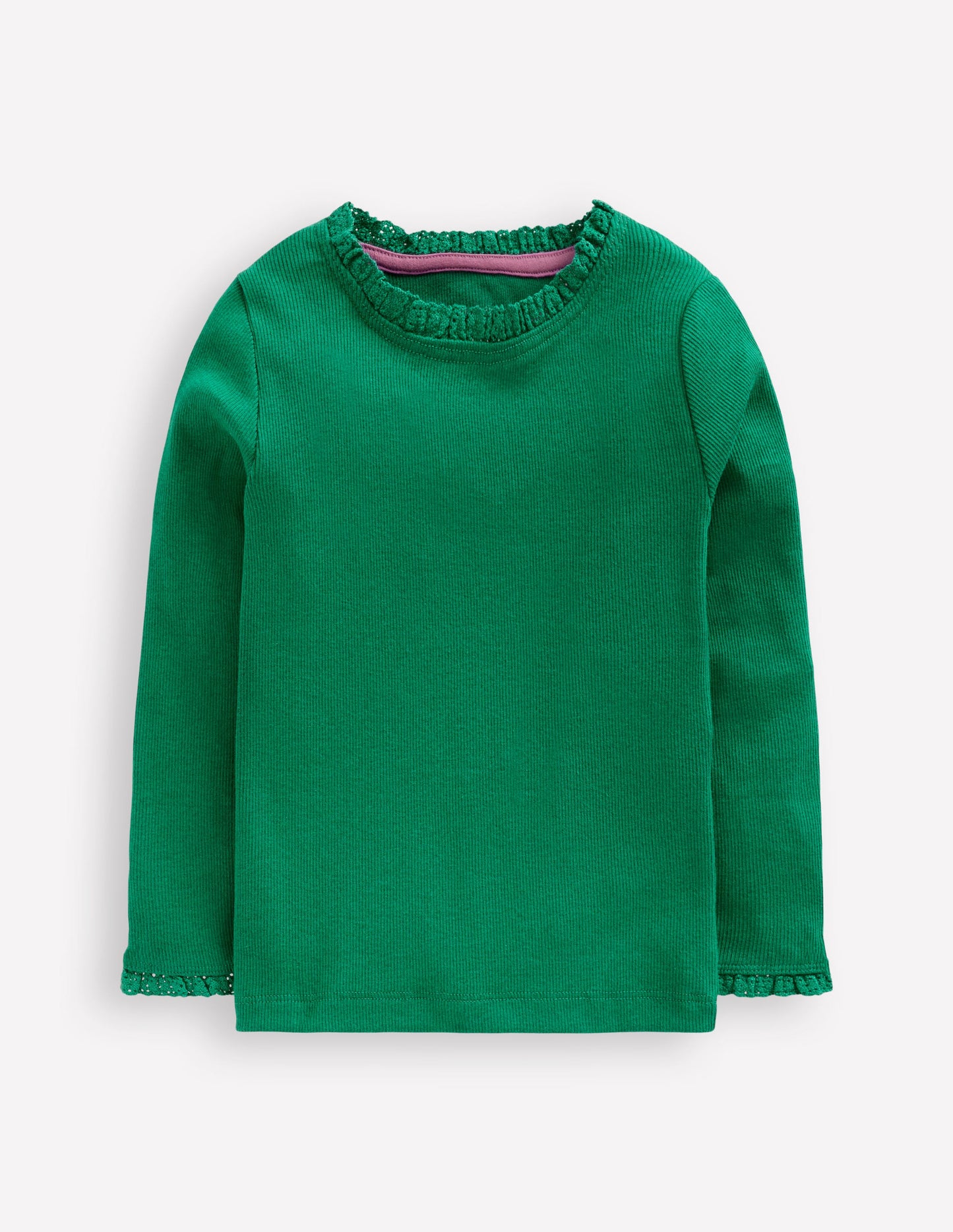 Geripptes Langarmshirt-Waldgrün