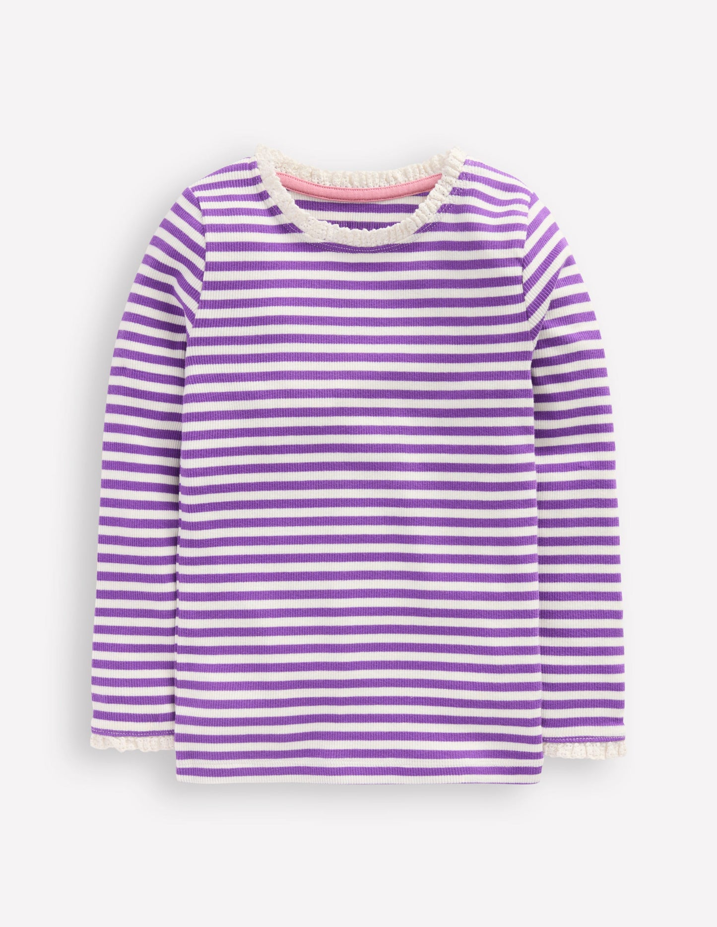 Geripptes Langarmshirt-Lila Topas Streifen