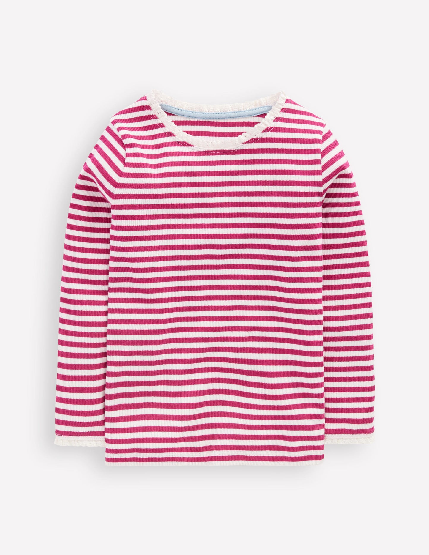 Geripptes Langarmshirt-Kirschmarmelade/Weiches Naturweiß Streifen