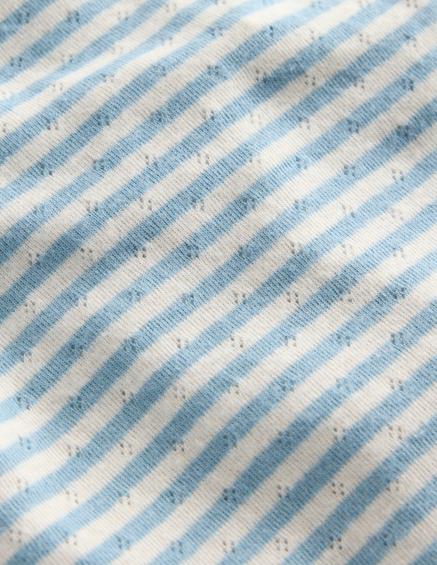 Langärmeliges Oberteil mit Pointelle-Muster-Vintageblau Streifen